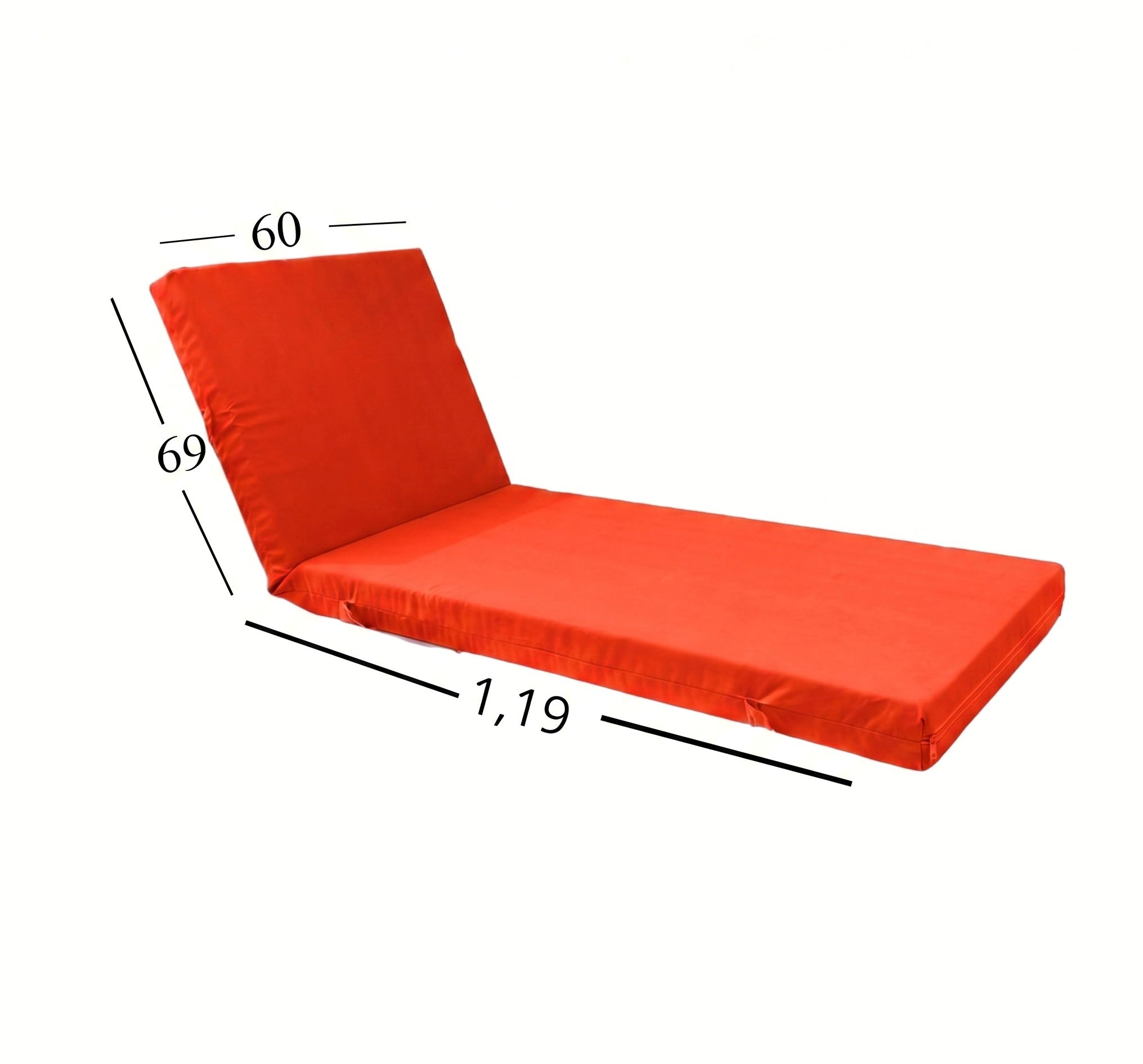 Μαξιλάρι Ξαπλώστρας Με Ύφασμάτινο Μουσαμά Αδιάβροχο 60x188x6 Αφρολέξ 40s Politishome 22 Πορτοκαλί Φωσφοριζέ