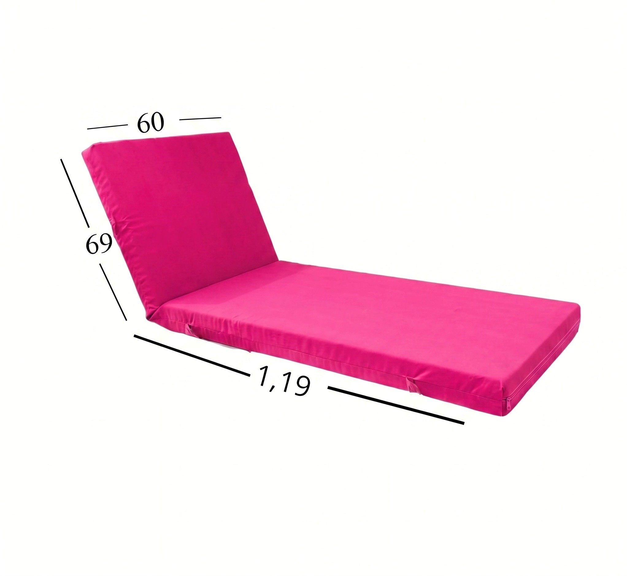 Μαξιλάρι Ξαπλώστρας Με Ύφασμάτινο Μουσαμά Αδιάβροχο 60x188x6 Αφρολέξ 40s Politishome 24 Φούξια