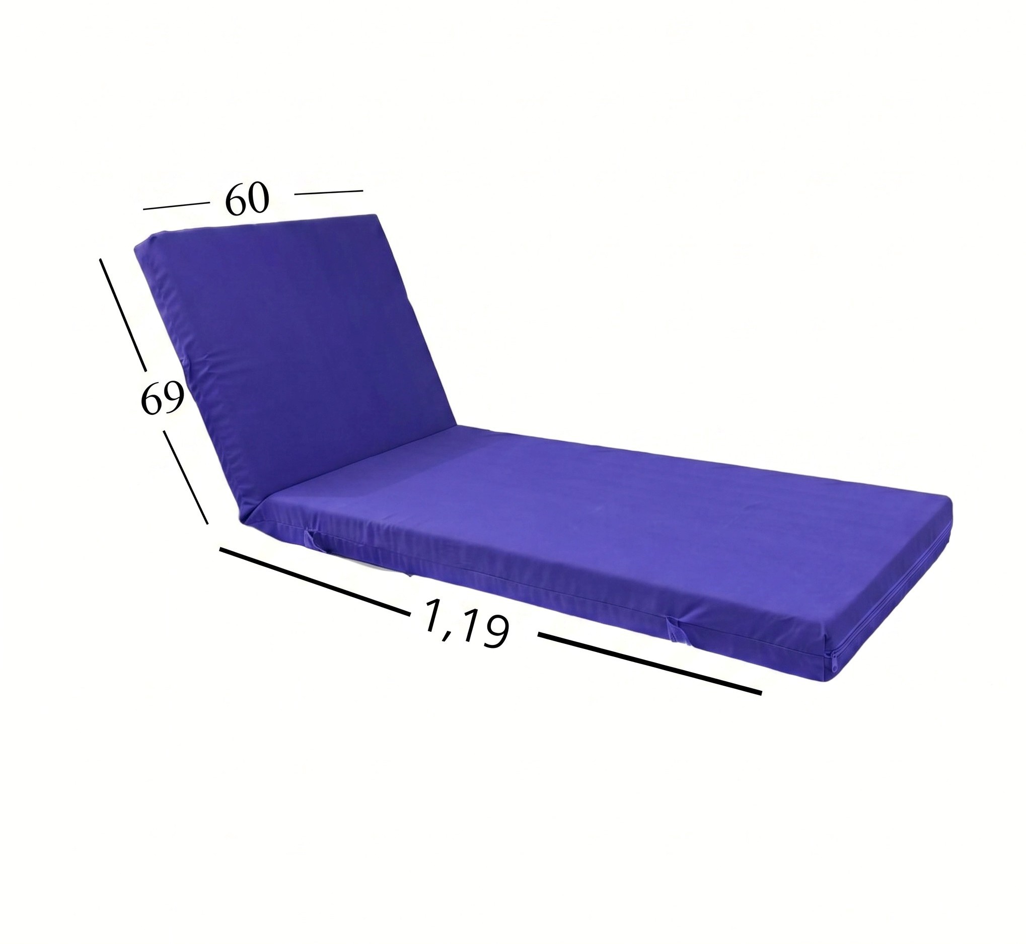 Μαξιλάρι Ξαπλώστρας Με Ύφασμάτινο Μουσαμά Αδιάβροχο 60x188x6 Αφρολέξ 40s Politishome 25 Μπλέ-Μώβ