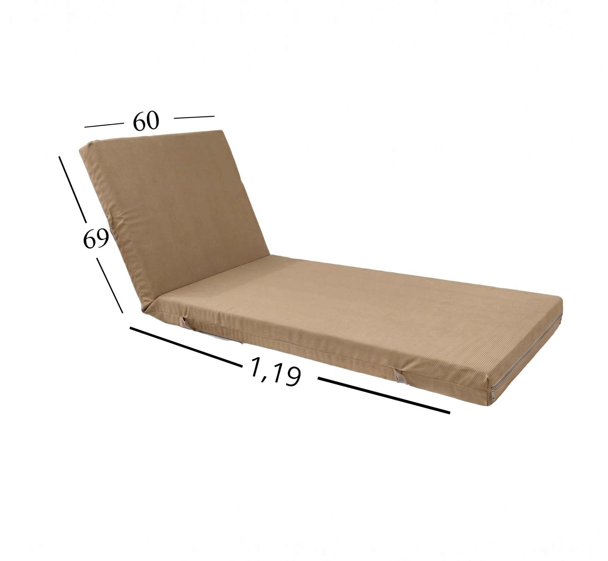 Μαξιλάρι Ξαπλώστρας Με Ύφασμάτινο Μουσαμά Αδιάβροχο 60x188x6 Αφρολέξ 40s Politishome 03 Μόκκα