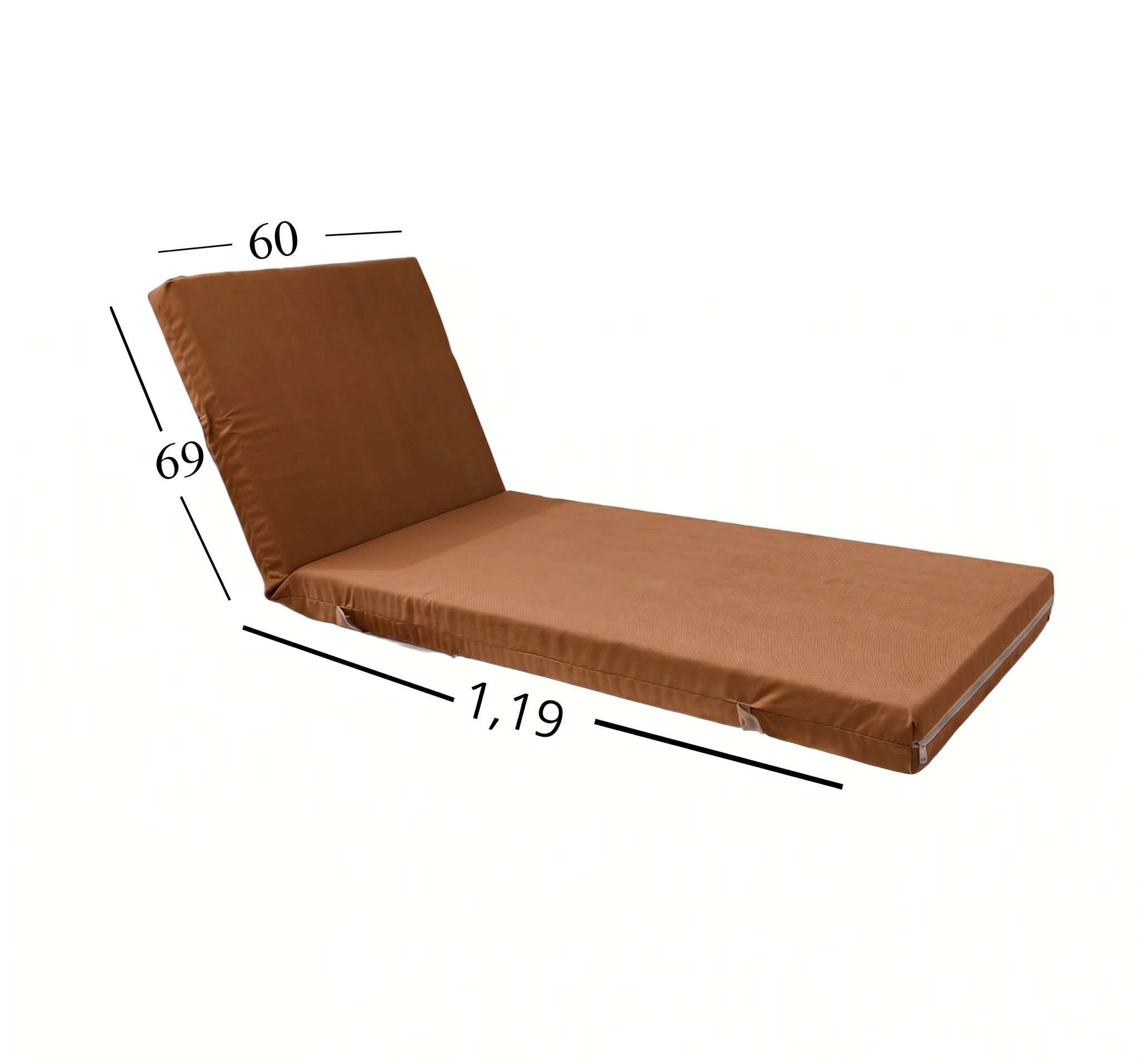 Μαξιλάρι Ξαπλώστρας Με Ύφασμάτινο Μουσαμά Αδιάβροχο 60x188x6 Αφρολέξ 40s Politishome 04 Κάμελ