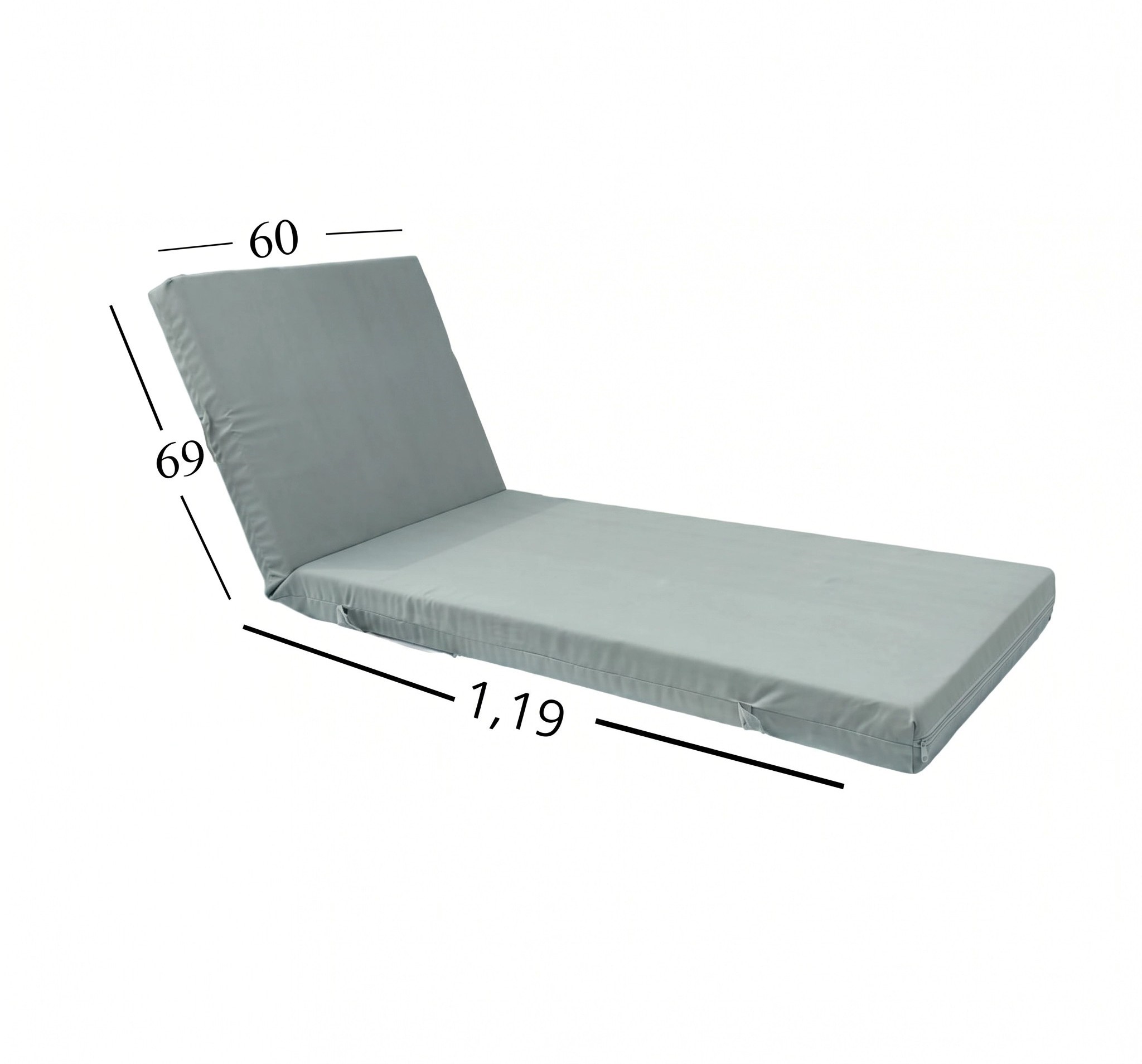 Μαξιλάρι Ξαπλώστρας Με Ύφασμάτινο Μουσαμά Αδιάβροχο 60x188x6 Αφρολέξ 40s Politishome 05 Γκρί-Μπέζ