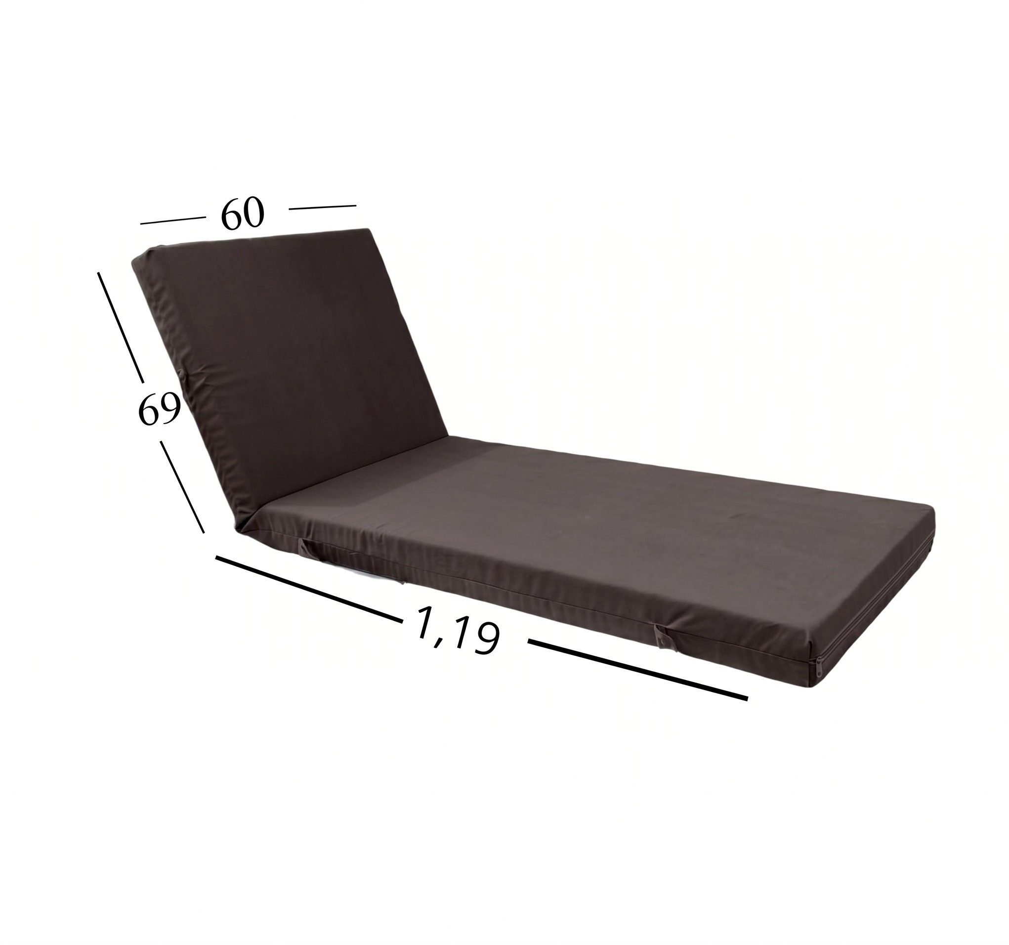 Μαξιλάρι Ξαπλώστρας Με Ύφασμάτινο Μουσαμά Αδιάβροχο 60x188x6 Αφρολέξ 40s Politishome 07 Καφέ