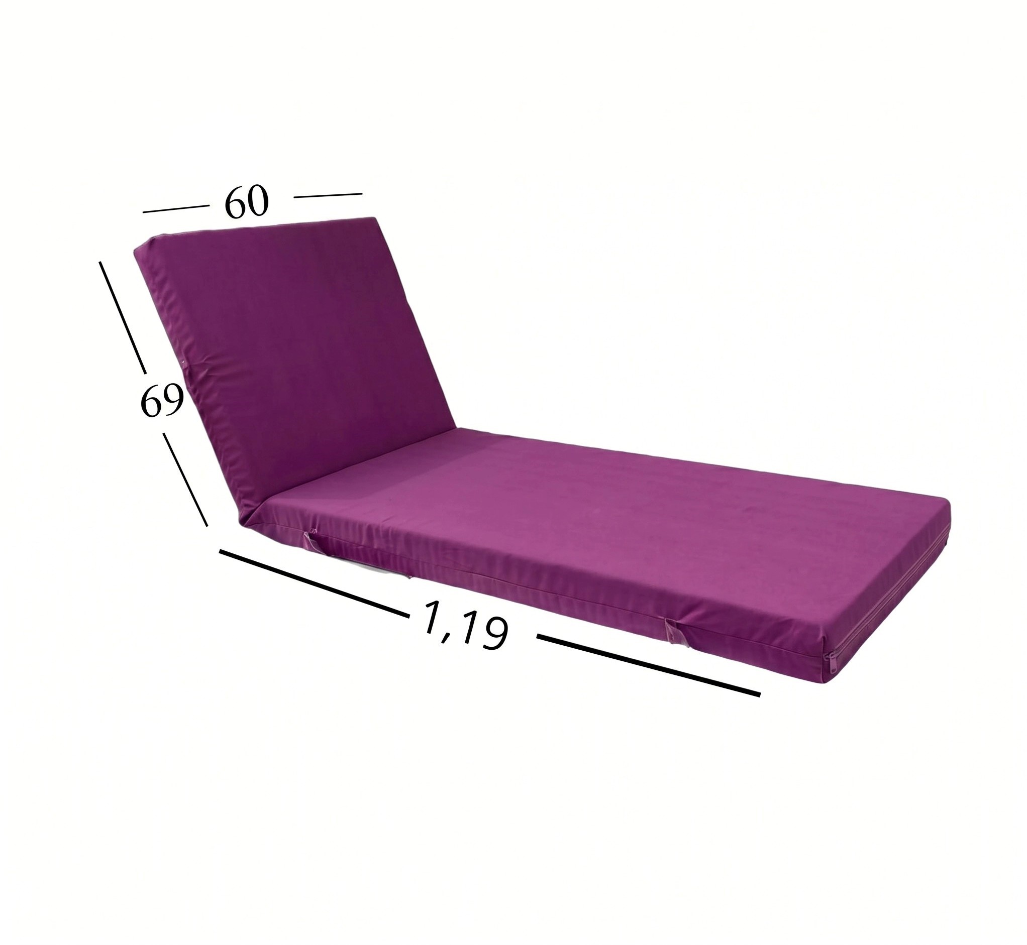 Μαξιλάρι Ξαπλώστρας Με Ύφασμάτινο Μουσαμά Αδιάβροχο 60x188x6 Αφρολέξ 40s Politishome 08 Μώβ