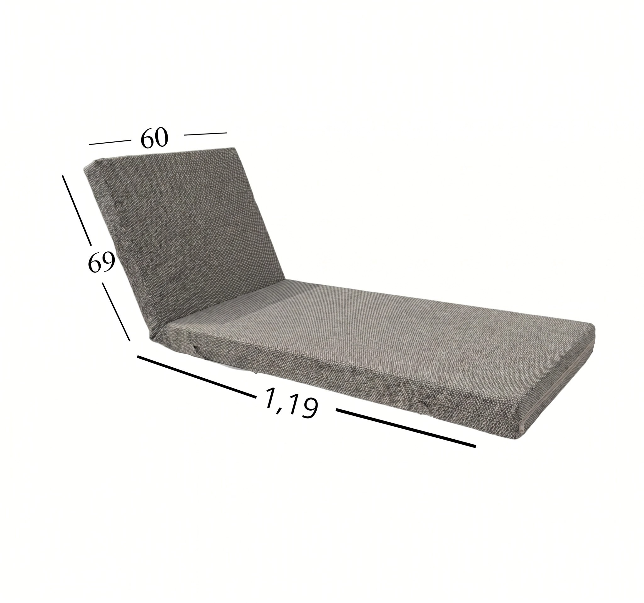 Μαξιλάρι Ξαπλώστρας Με Καραβόπανο Olefin Ανεξίτηλο Αδιάβροχο 60x188x6 Αφρολέξ 250 Politishome 55 Γκρί Σκούρο