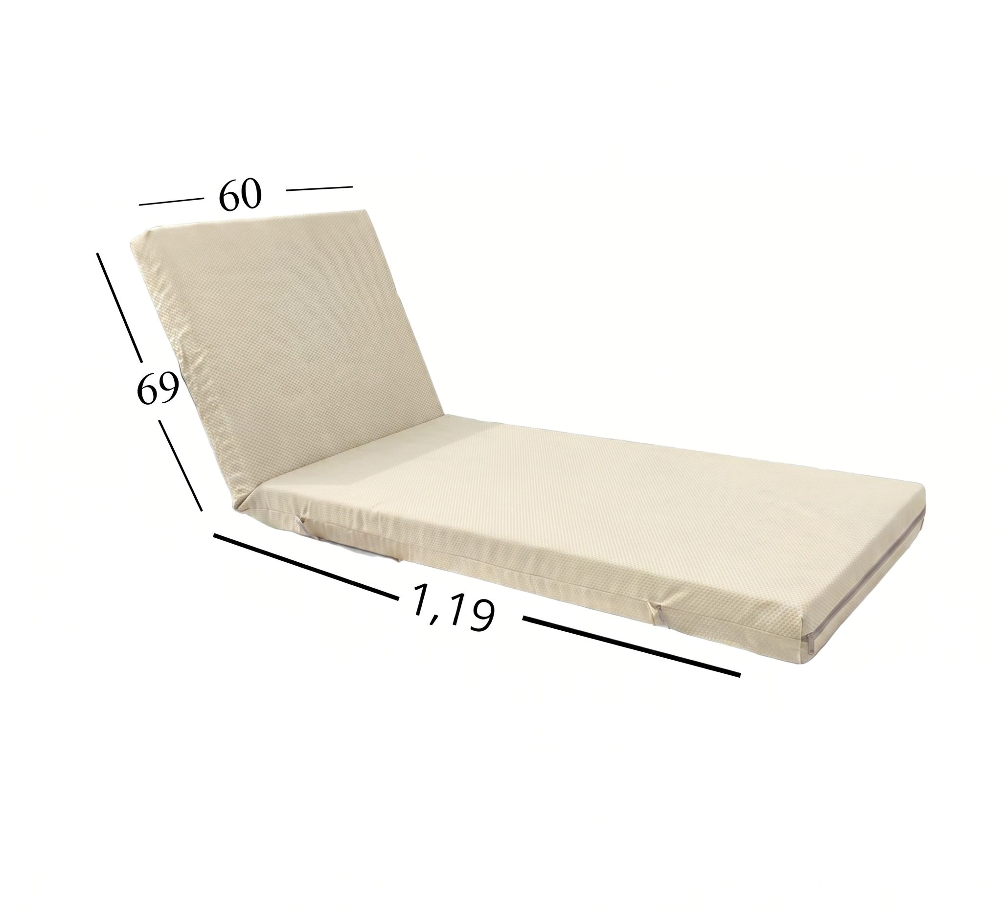 Μαξιλάρι Ξαπλώστρας Με Καραβόπανο Olefin Ανεξίτηλο Αδιάβροχο 60x188x6 Αφρολέξ 250 Politishome 56 Vanilla