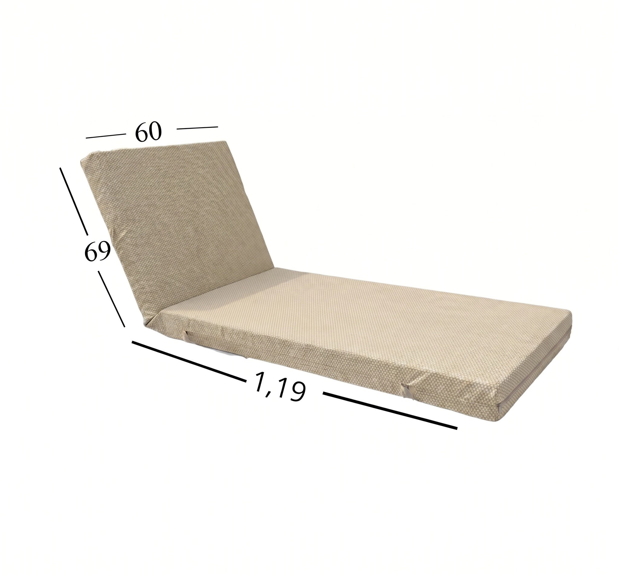 Μαξιλάρι Ξαπλώστρας Με Καραβόπανο Olefin Ανεξίτηλο Αδιάβροχο 60x188x6 Αφρολέξ 40s 57 Beige