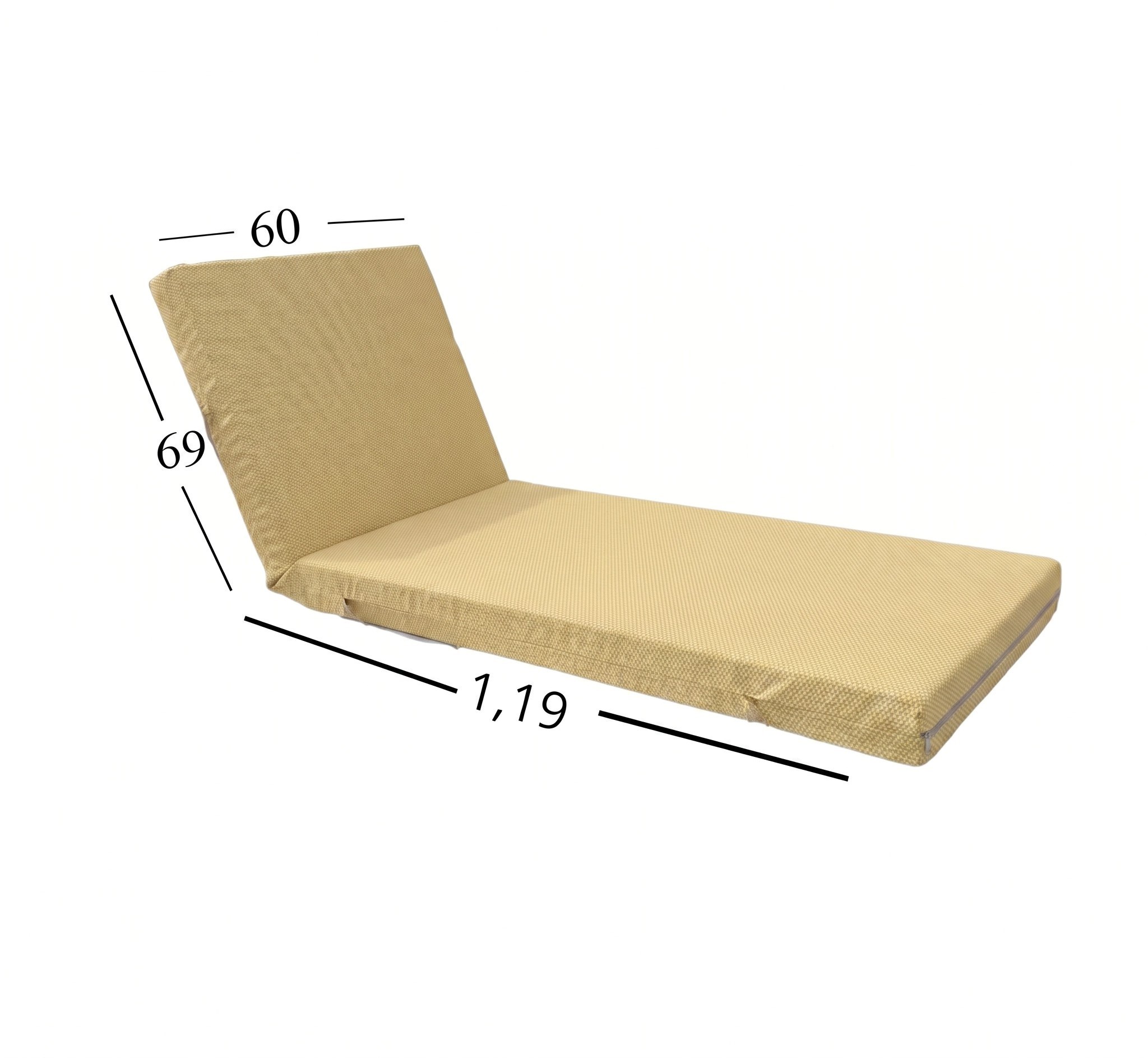 Μαξιλάρι Ξαπλώστρας Με Καραβόπανο Olefin Ανεξίτηλο Αδιάβροχο 60x188x6 Αφρολέξ 40s 58 Cream