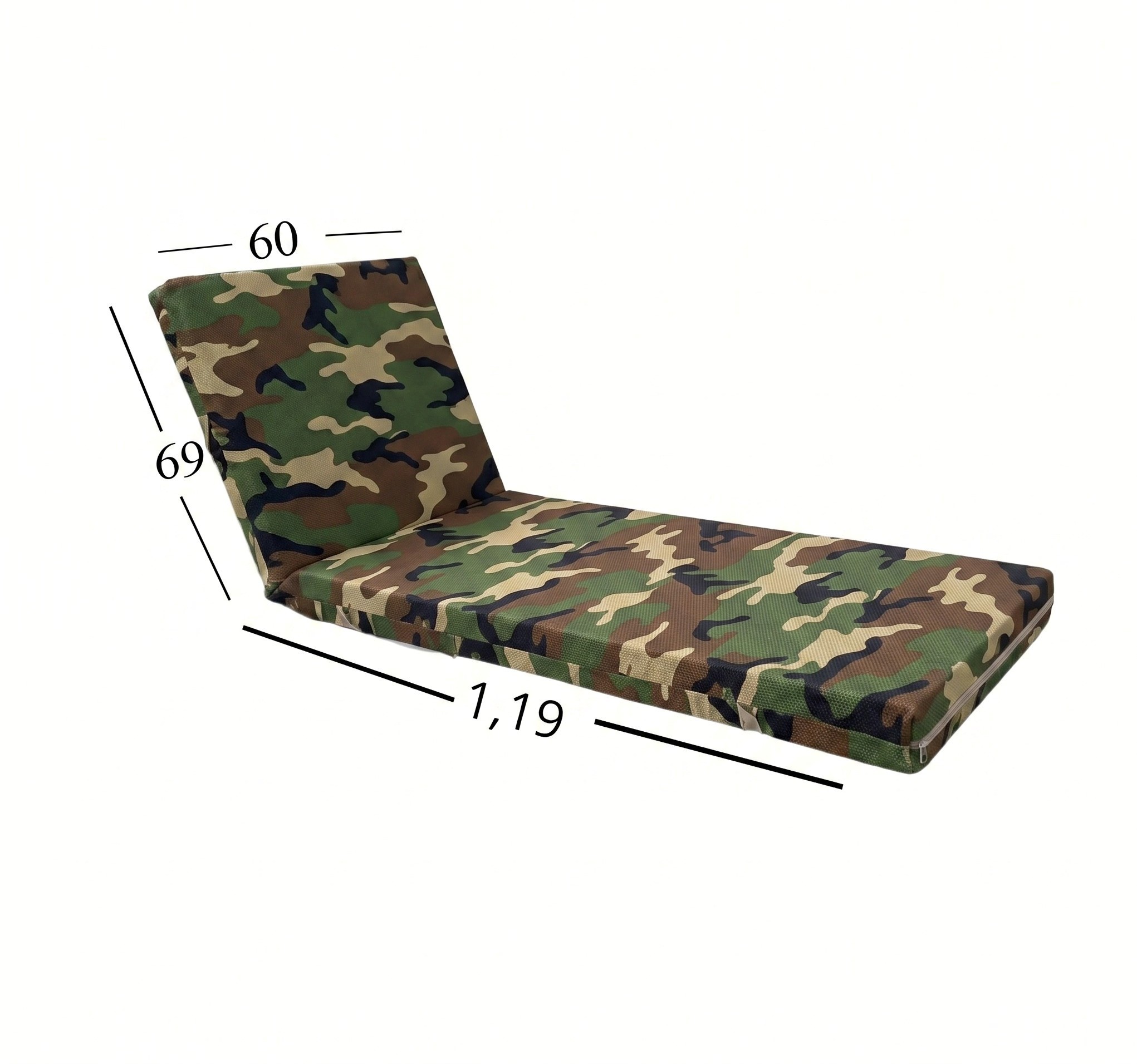 Μαξιλάρι Ξαπλώστρας Με Ύφασμα Εξωτερικού Χώρου Αδιάβροχο 60x188x6 Αφρολέξ 40S Politishome 17 Army