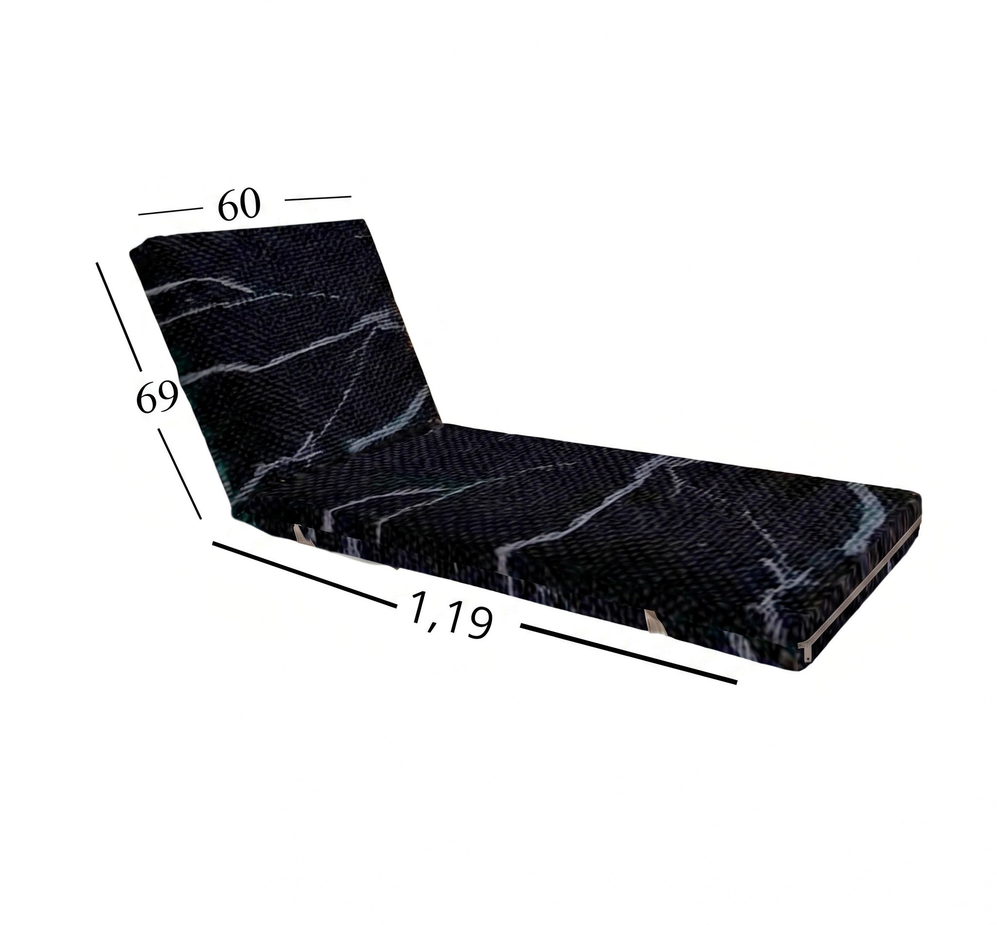 Μαξιλάρι Ξαπλώστρας Με Ύφασμα Εξωτερικού Χώρου Αδιάβροχο 60x188x6 Αφρολέξ 40S Politishome 40 Μάρμαρο