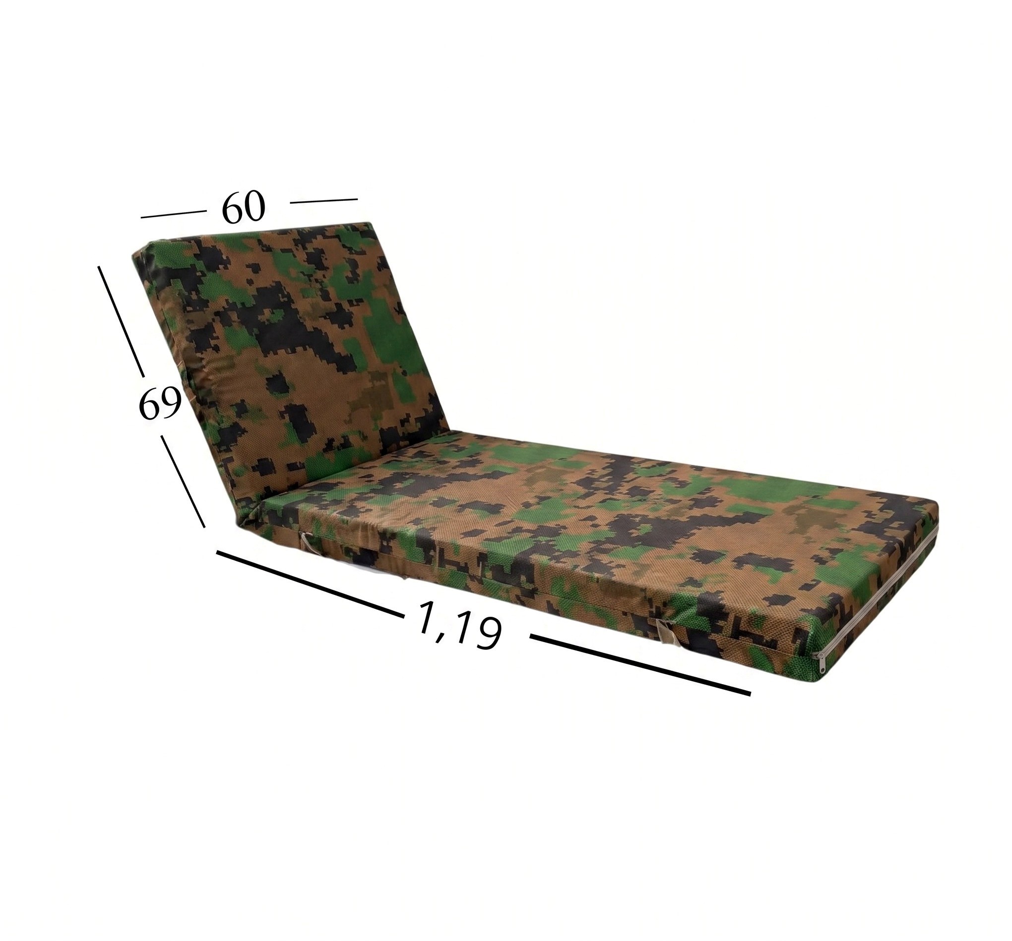 Μαξιλάρι Ξαπλώστρας Με Ύφασμα Εξωτερικού Χώρου Αδιάβροχο 60x188x6 Αφρολέξ 40S Politishome 55 Army