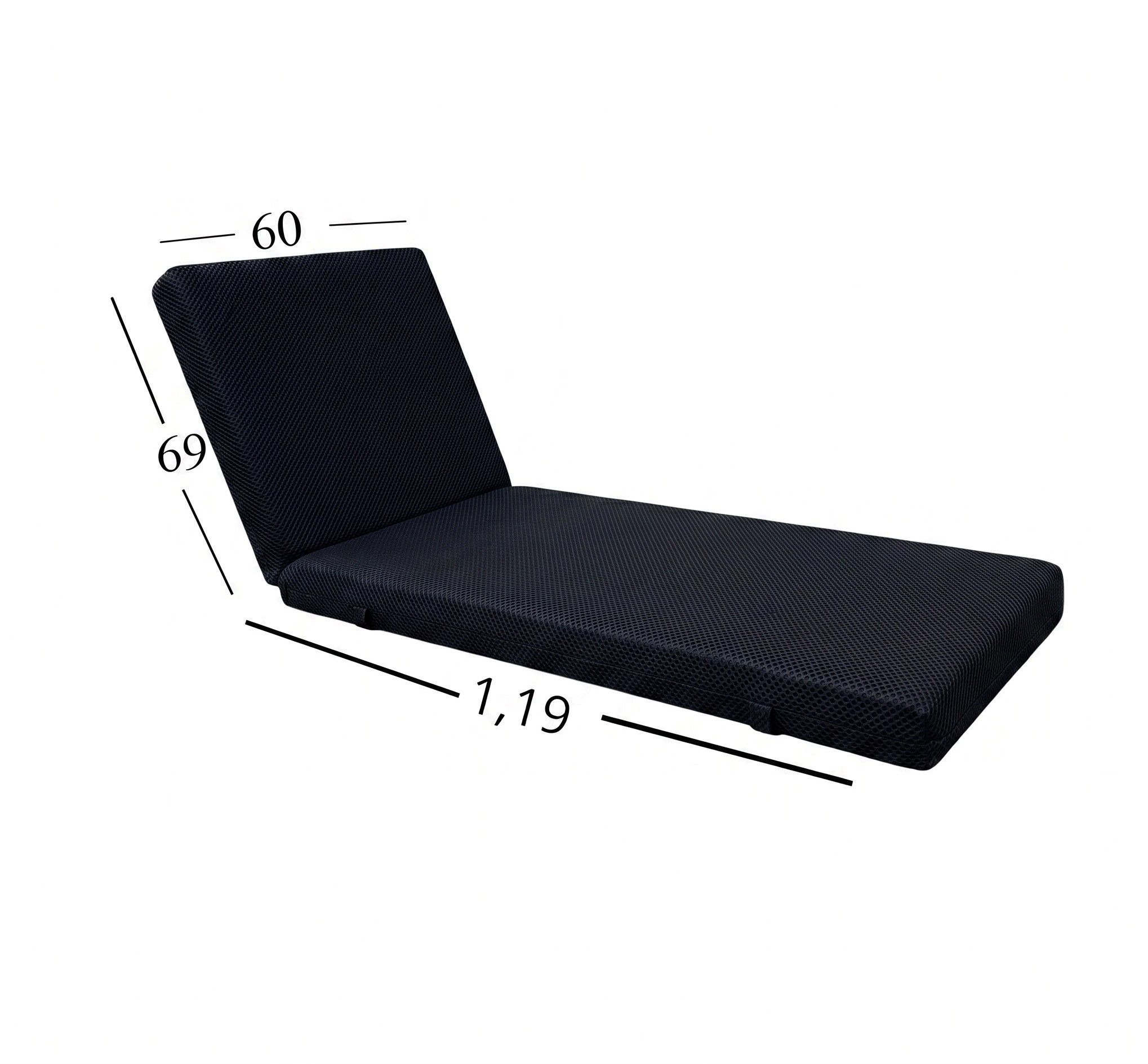 Μαξιλάρι Ξαπλώστρας Με Ύφασμα Εξωτερικού Χώρου Αδιάβροχο 60x188x6 Αφρολέξ 40S Politishome 66 Μαύρο