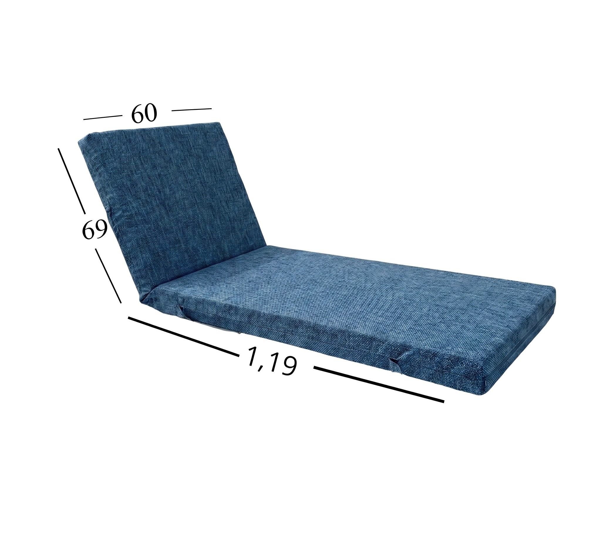 Μαξιλάρι Ξαπλώστρας Με Ύφασμα Εξωτερικού Χώρου Αδιάβροχο 60x188x6 Αφρολέξ 40S Politishome 81 Μπλέ