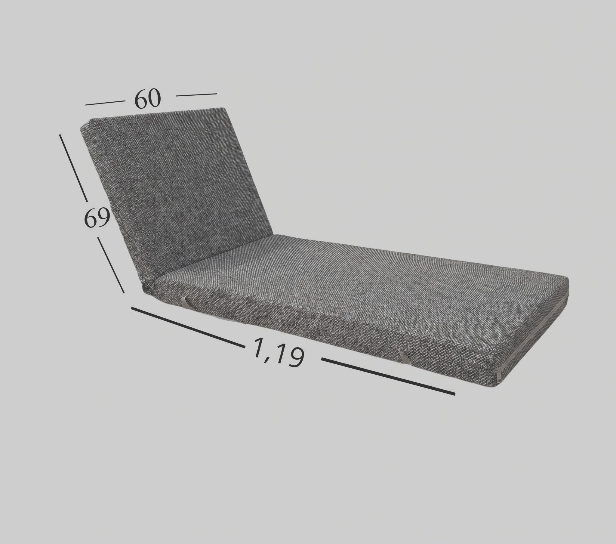 Μαξιλάρι Ξαπλώστρας Με Ύφασμα Εξωτερικού Χώρου Αδιάβροχο 60x188x6 Αφρολέξ 40S Politishome 83 Γκρί Ανοιχτό