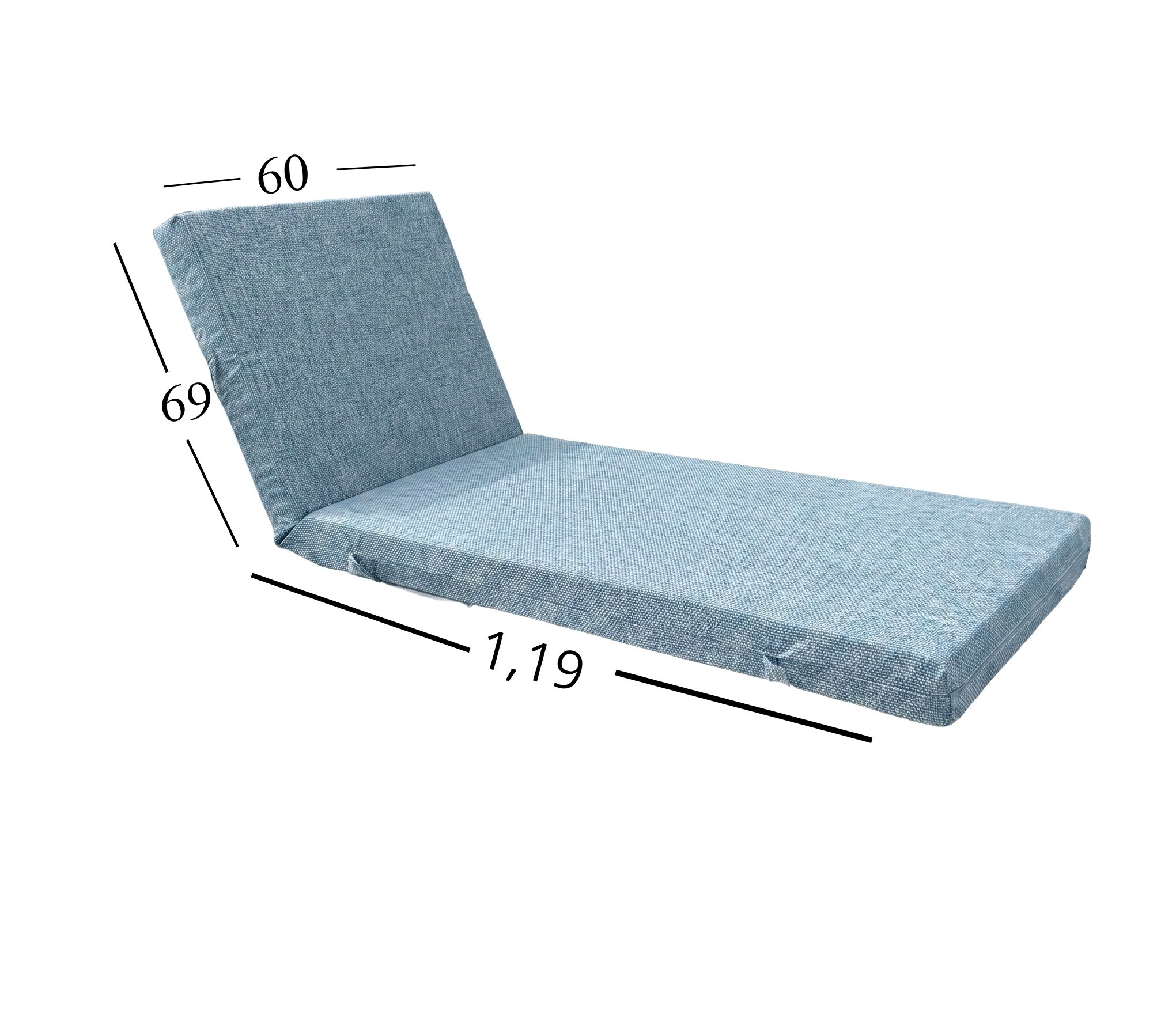 Μαξιλάρι Ξαπλώστρας Με Ύφασμα Εξωτερικού Χώρου Αδιάβροχο 60x188x6 Αφρολέξ 40S Politishome 84 Γκρί Ανοιχτό