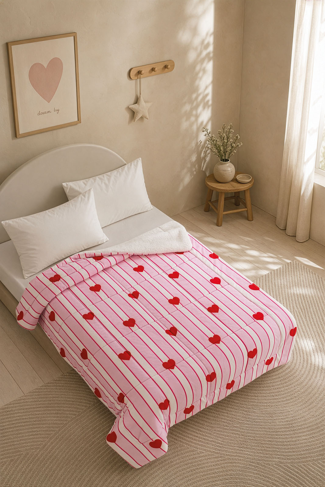 LOVE LINES - ΚΟΥΒΕΡΤΟΠΑΠΛΩΜΑ ΠΑΙΔΙΚΟ DIGITAL (flannel fleece με sherpa)