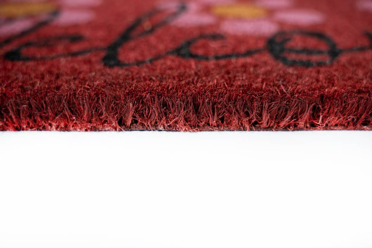 Sdim Πατάκι Εισόδου από Κοκοφοίνικα με Αντιολισθητικό Υπόστρωμα Ruco Print 642 Welcome Red 45x75εκ.