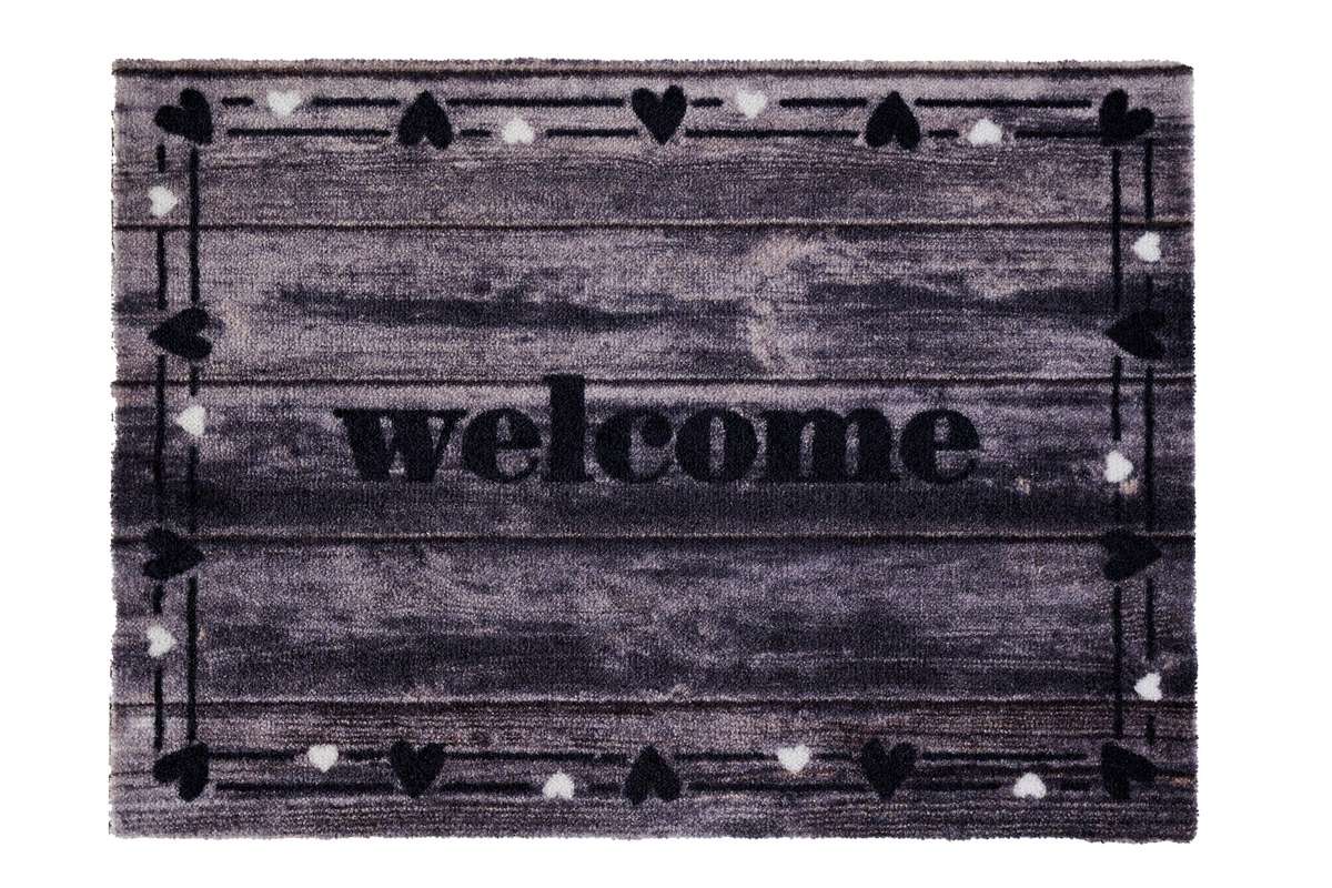 Sdim Πατάκι Εισόδου Μοκέτα με Αντιολισθητικό Υπόστρωμα Ambiance 805 Welcome Wood Hearts 50x75εκ. Πάχους 8mm