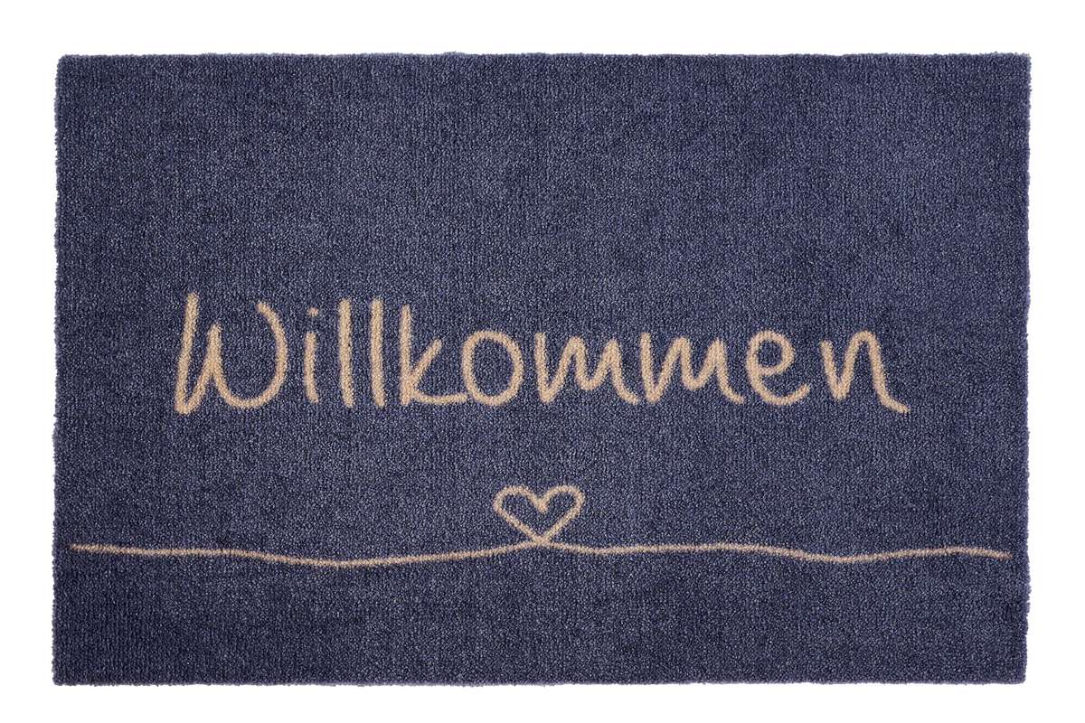 Sdim Πατάκι Εισόδου Μοκέτα με Αντιολισθητικό Υπόστρωμα Ambiance 814 Willkommen Herz Grau 50x75εκ. Πάχους 8mm