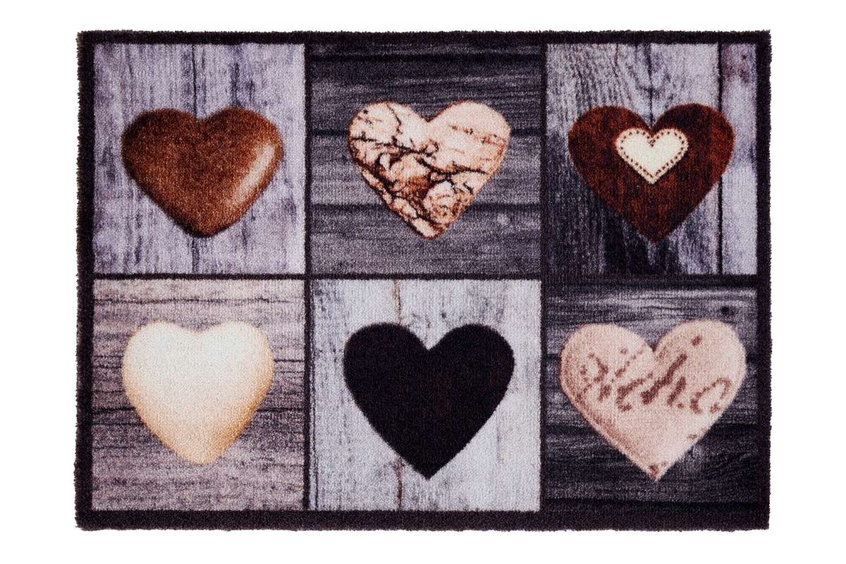 Sdim Πατάκι Εισόδου Μοκέτα με Αντιολισθητικό Υπόστρωμα Ambiance 880 Hearts Brown 50x75εκ. Πάχους 8mm