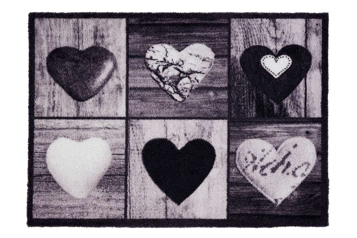 Sdim Πατάκι Εισόδου Μοκέτα με Αντιολισθητικό Υπόστρωμα Ambiance 885 Hearts Grey 50x75εκ. Πάχους 8mm
