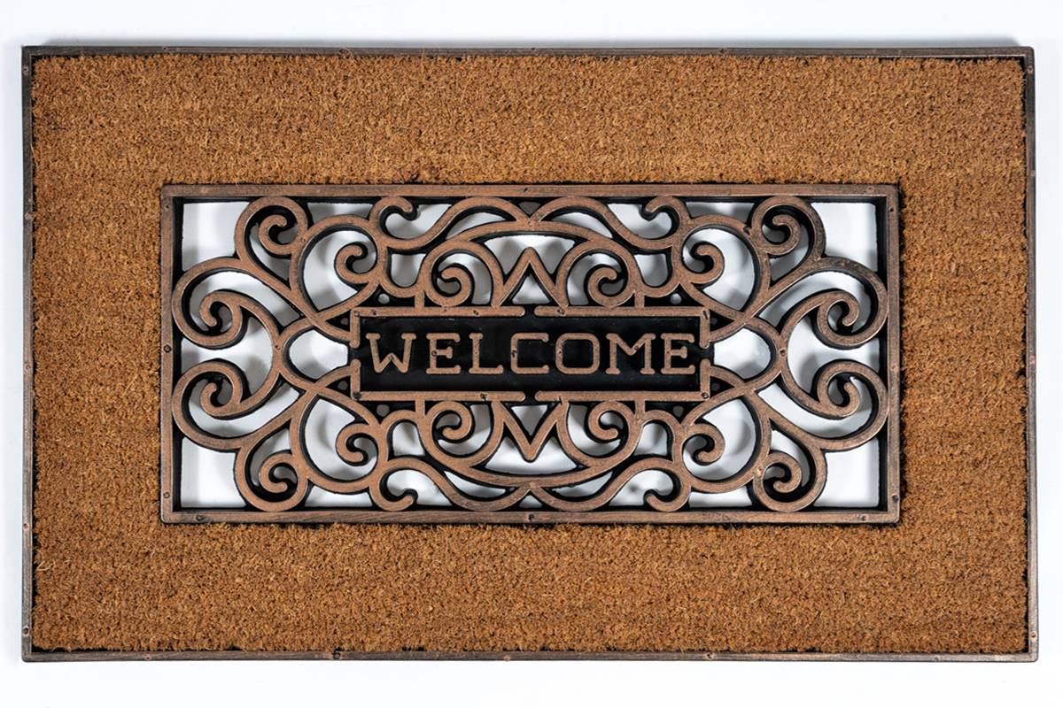 Sdim Πατάκι Εισόδου από Κοκοφοίνικα  και Καουτσούκ με Αντιολισθητικό Υπόστρωμα Mathara 002 Welcome Natural 45x75εκ.