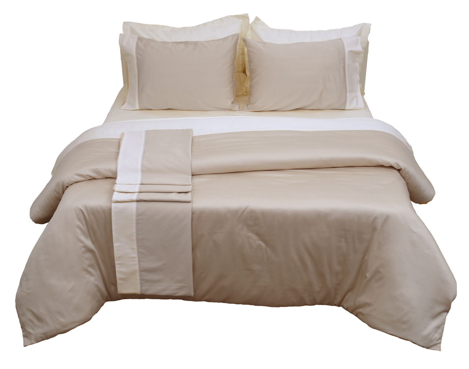 Παπλωματοθήκη Με Φάσα Υπέρδιπλη 220x240 Luxury Bicolour Beige/Ivory Μπεζ