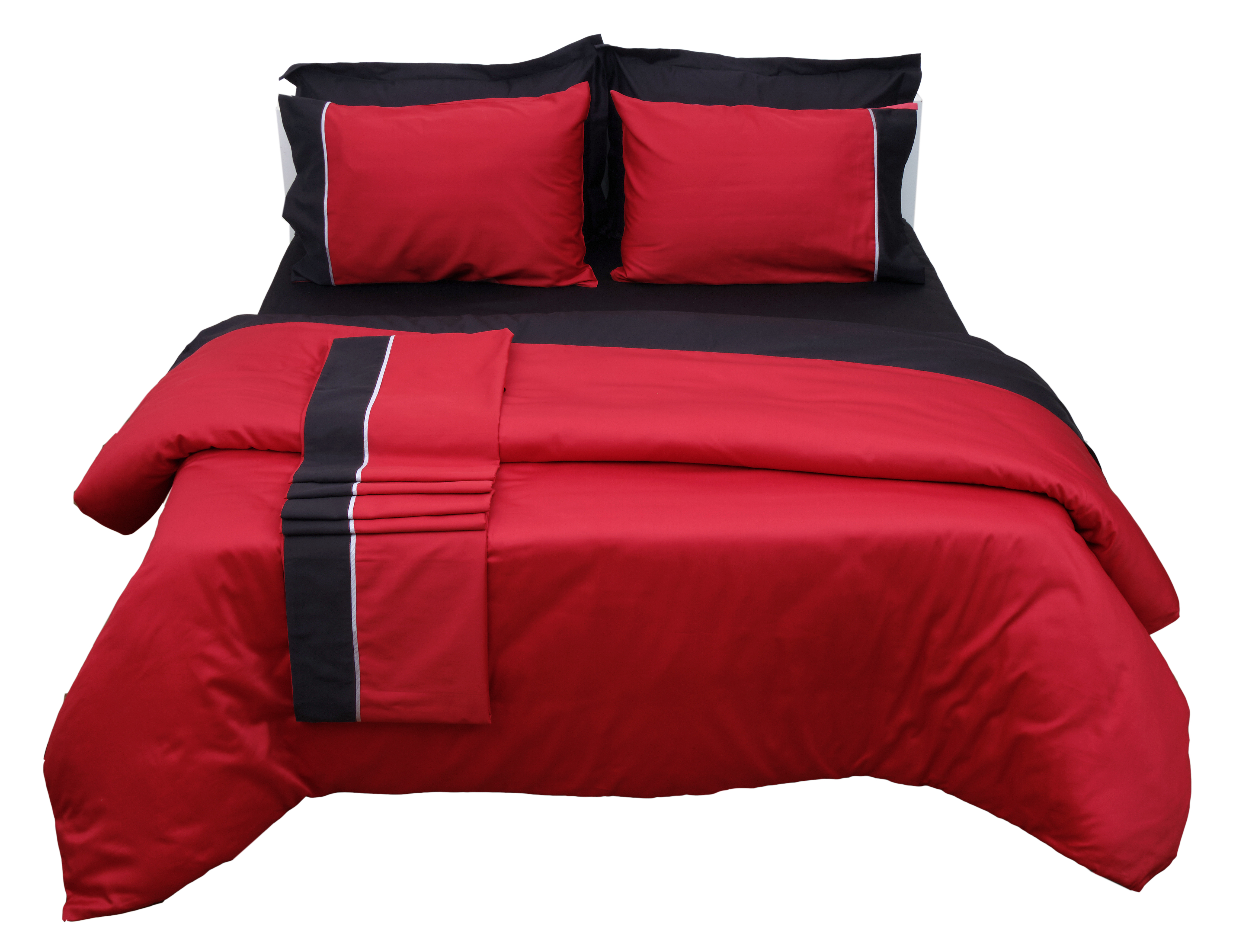 Παπλωματοθήκη Με Φάσα Υπέρδιπλη 220x240 Luxury Bicolour Red/Black Κόκκινο