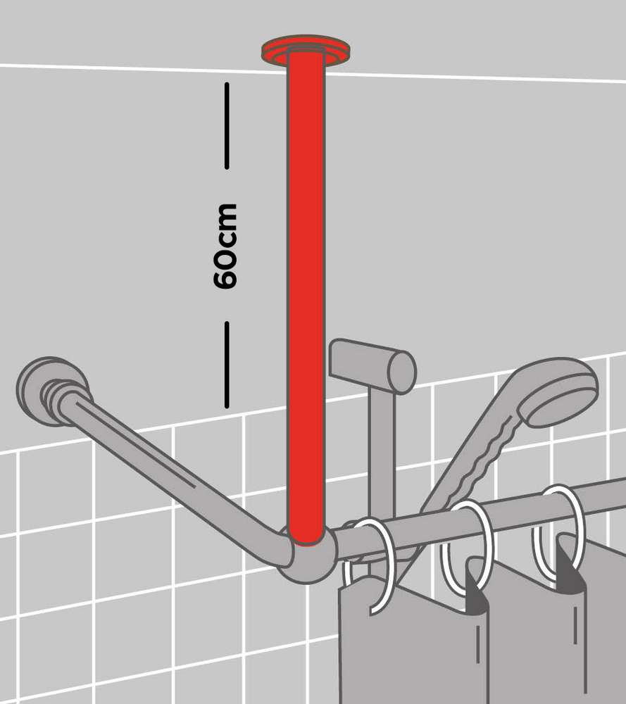 60 Ø 28 mm mat aluminum στήριγμα οροφής για βραχίονα μπάνιου γωνιακό Sealskin