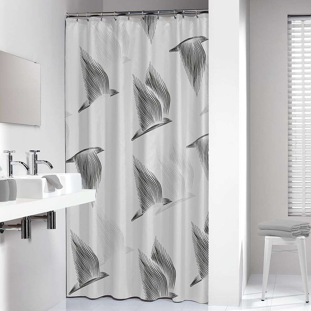Κουρτίνα Μπάνιου Υφασμάτινη 180x200 Sealskin Birds Black