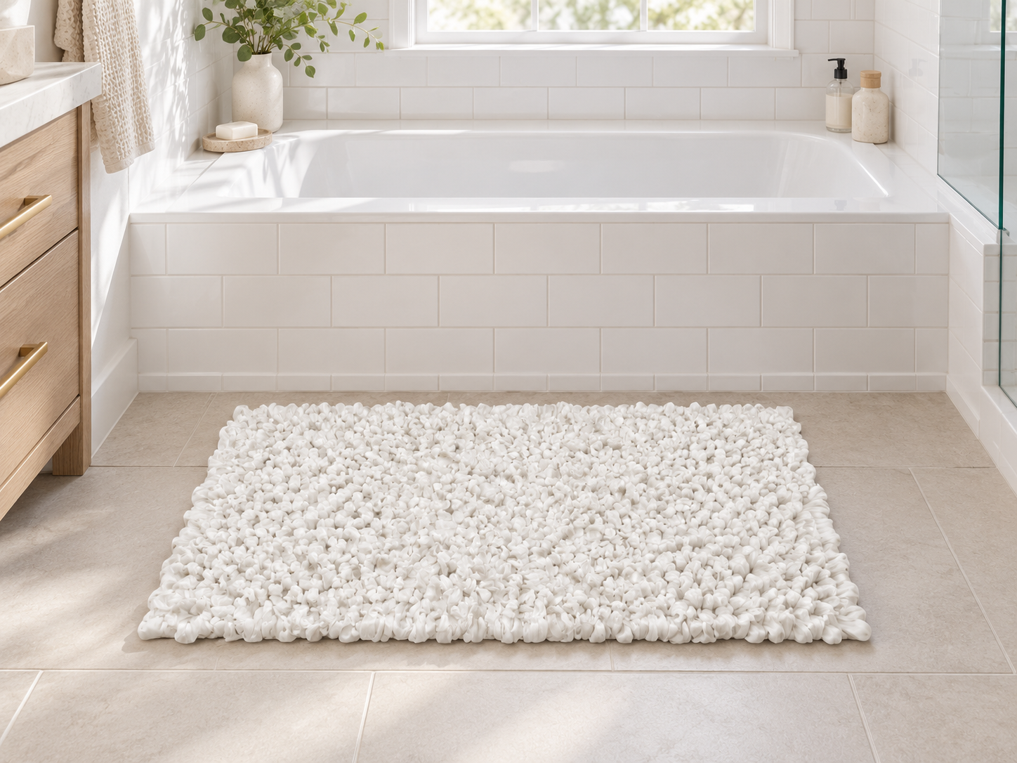 EVORA Χειροποίητο Πατάκι 50x70cm Λευκό C13 Mrshome