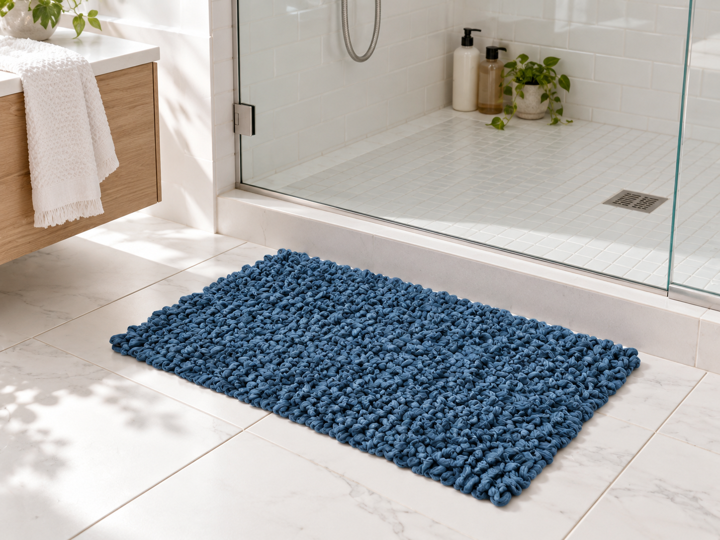 EVORA Χειροποίητο Πατάκι 50x70cm Μπλε C04 Mrshome