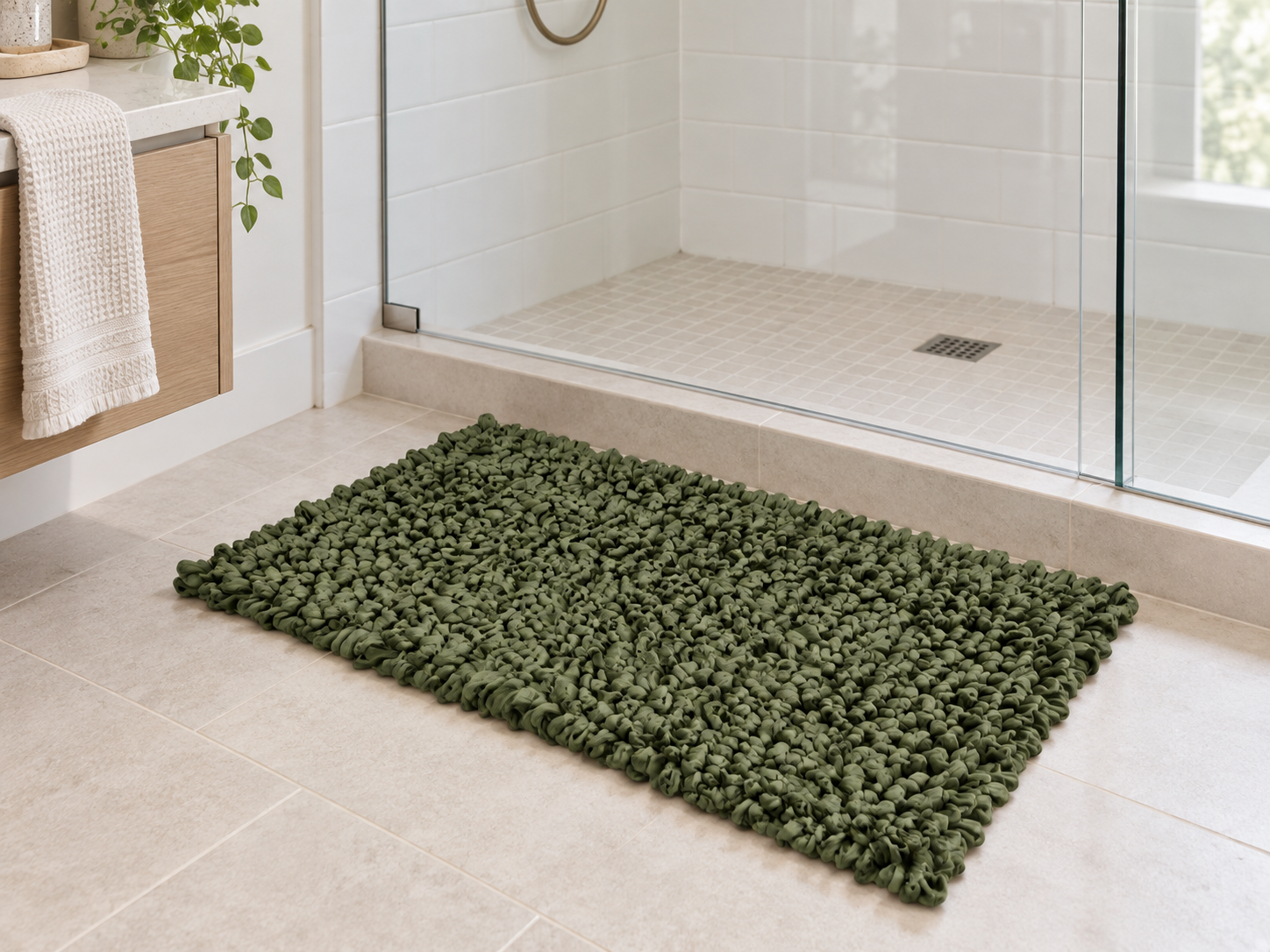 EVORA Χειροποίητο Πατάκι 50x70cm Πράσινο C10 Mrshome