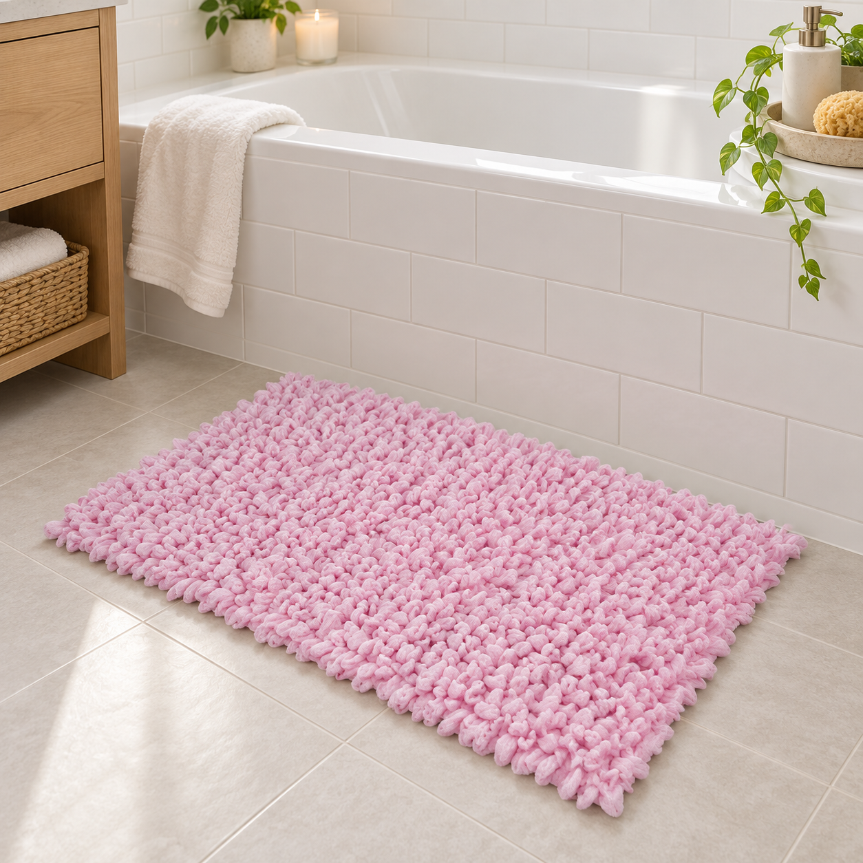 EVORA Χειροποίητο Πατάκι 50x70cm Ροζ C07 Mrshome