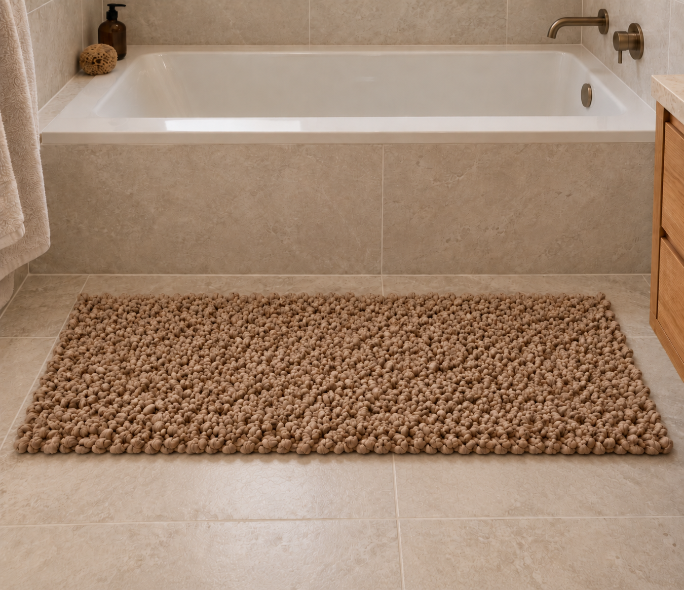 EVORA Χειροποίητο Πατάκι 60x120cm Camel C06 Mrshome