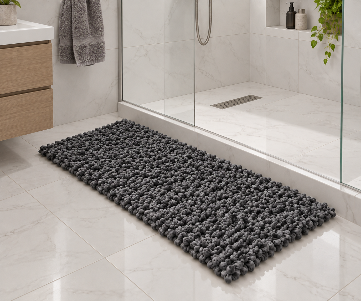 EVORA Χειροποίητο Πατάκι 60x120cm Γκρι Σκούρο C15 Mrshome