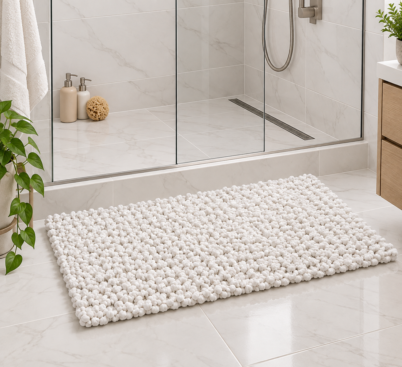EVORA Χειροποίητο Πατάκι 60x120cm Λευκό C13 Mrshome