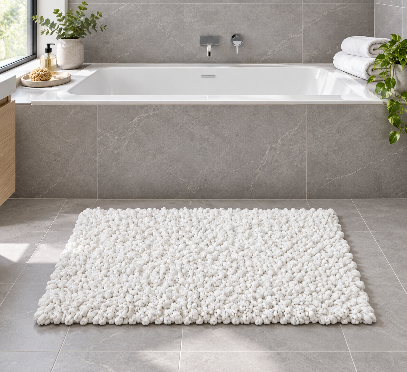 EVORA Χειροποίητο Πατάκι 60x120cm Λευκό C13 Mrshome