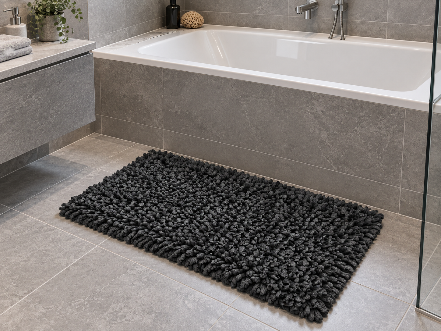 EVORA Χειροποίητο Πατάκι 60x120cm Μαύρο C12 Mrshome