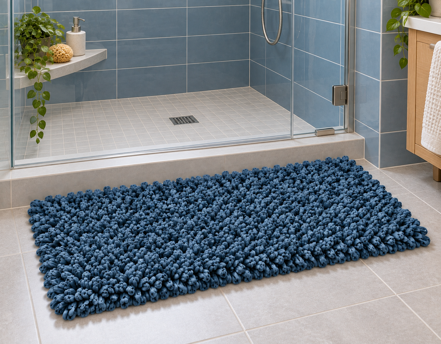 EVORA Χειροποίητο Πατάκι 60x120cm Μπλε C04 Mrshome