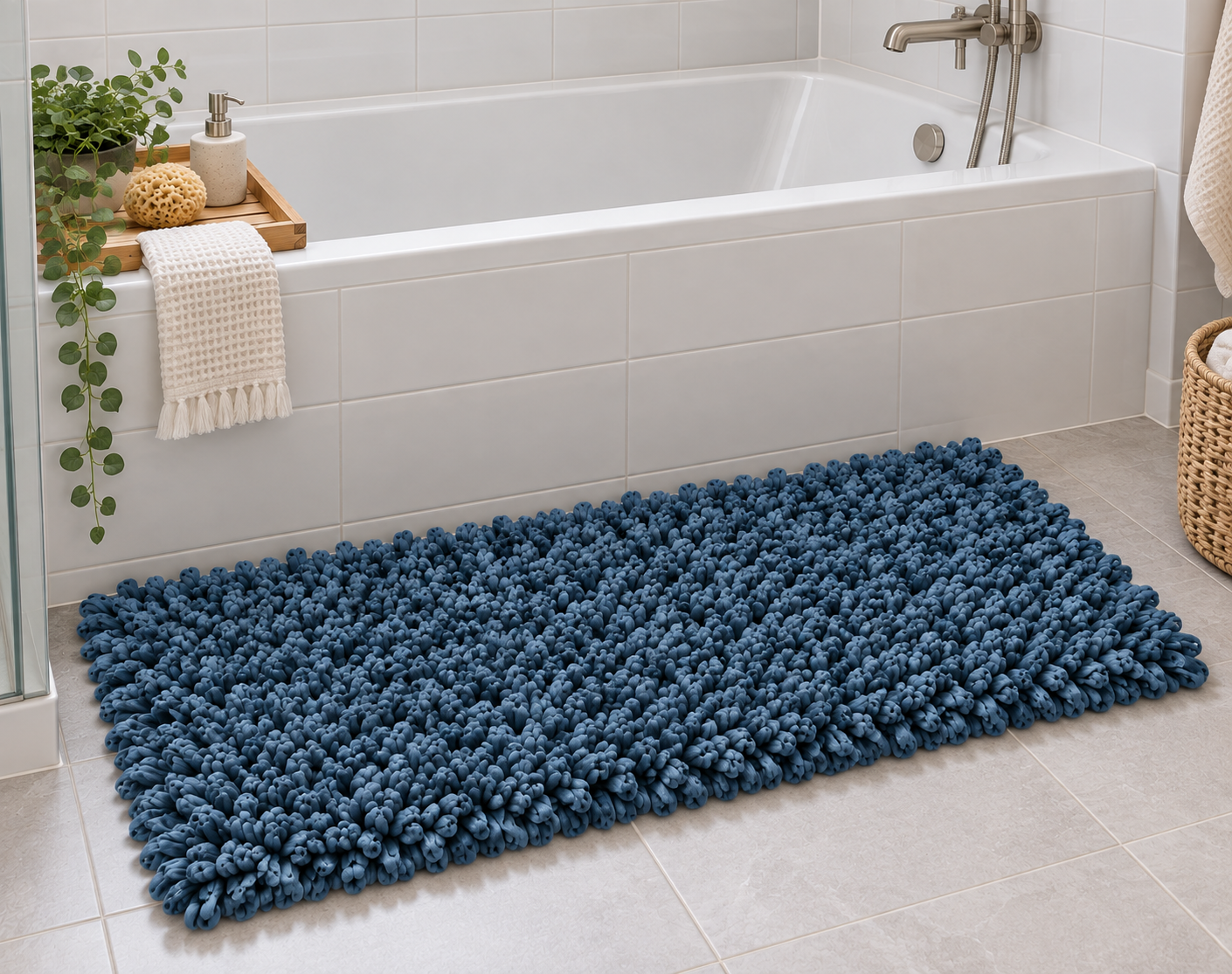 EVORA Χειροποίητο Πατάκι 60x120cm Μπλε C04 Mrshome