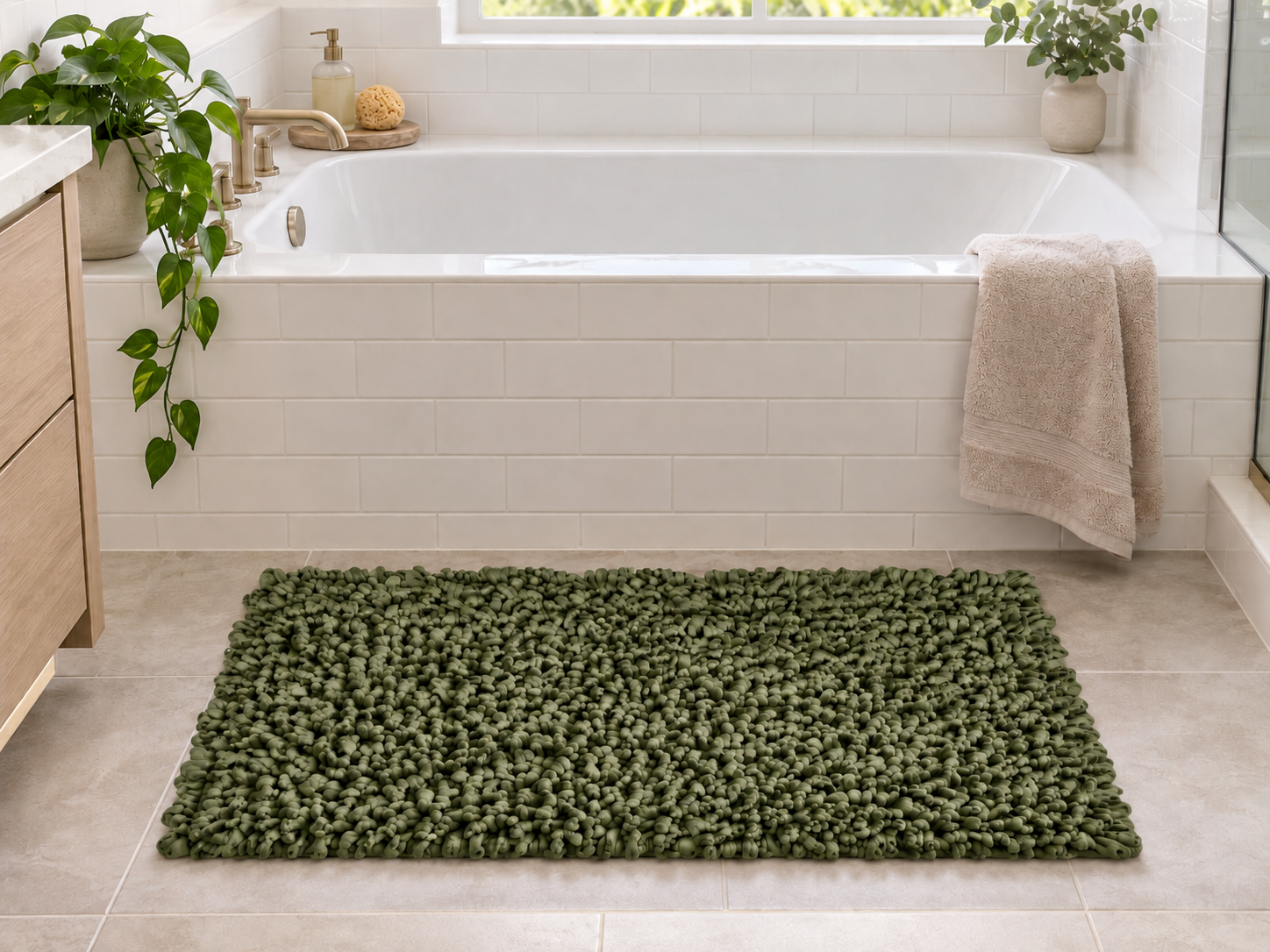 EVORA Χειροποίητο Πατάκι 60x120cm Πράσινο C10 Mrshome