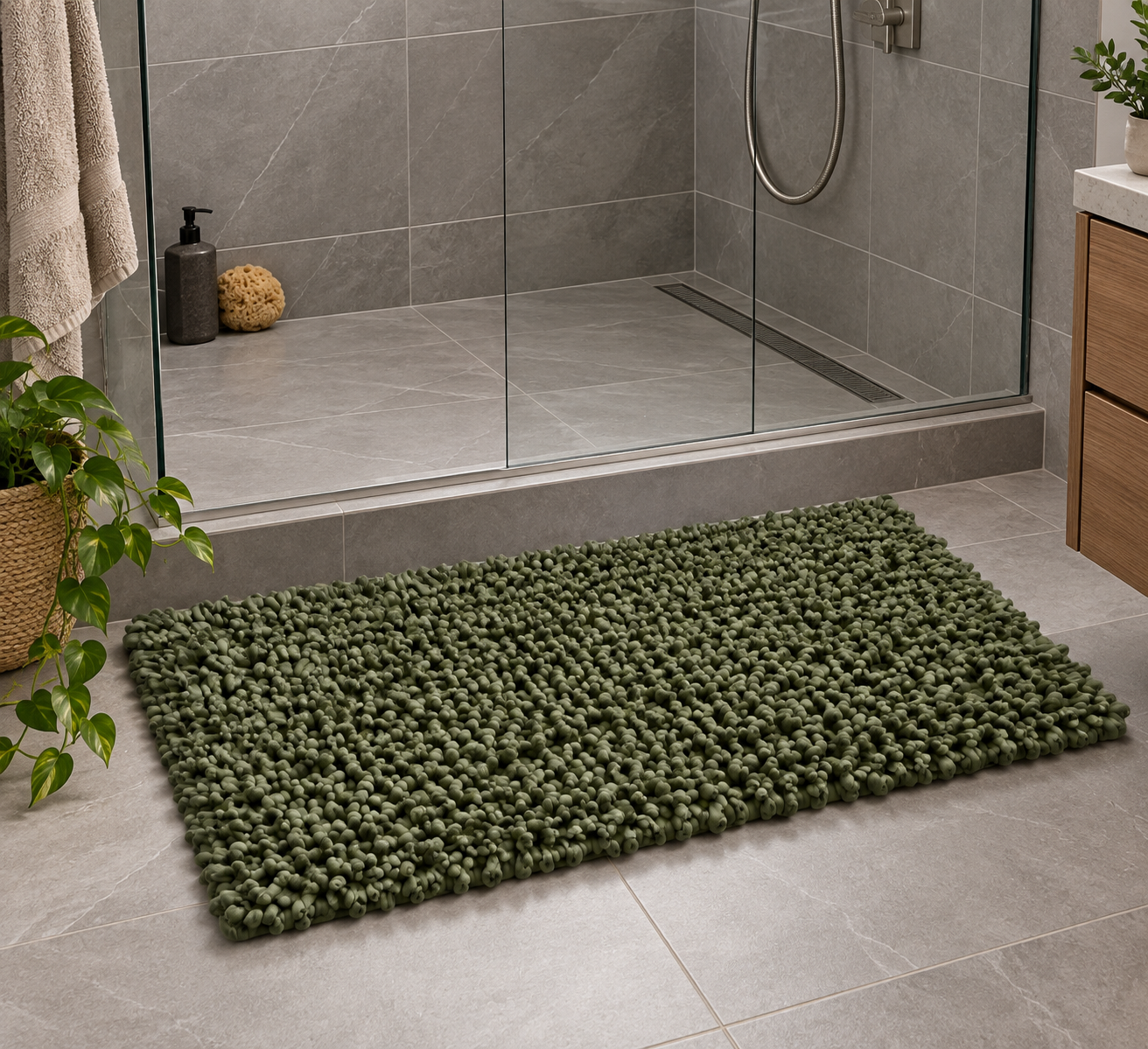EVORA Χειροποίητο Πατάκι 60x120cm Πράσινο C10 Mrshome