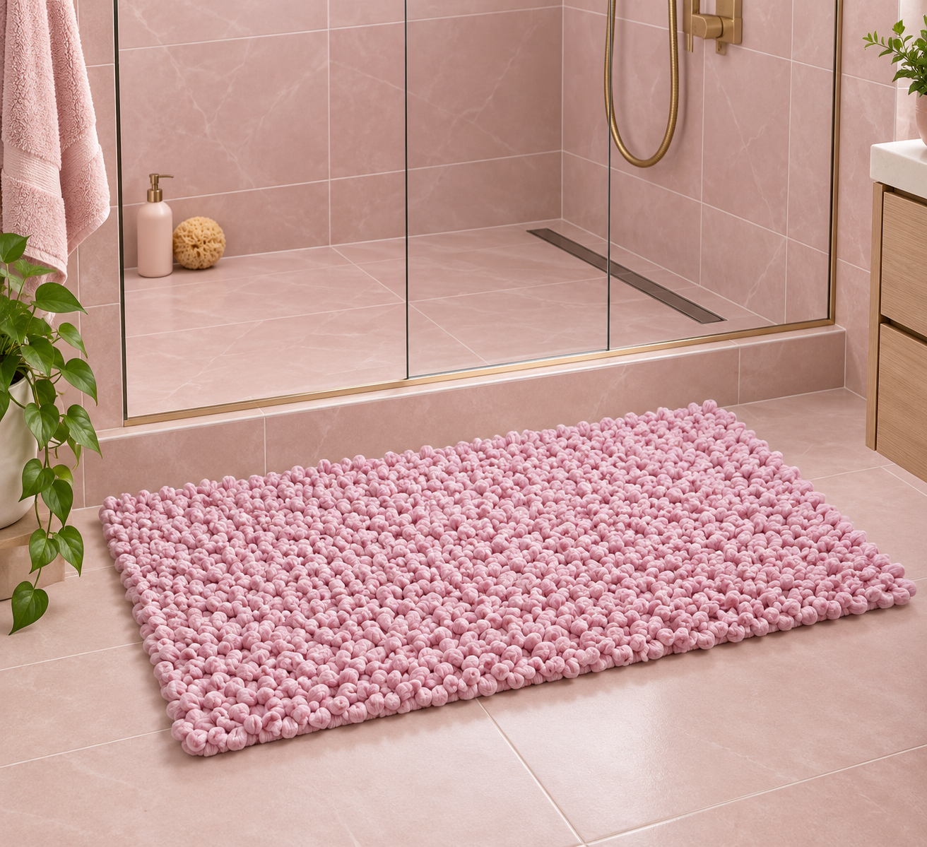 EVORA Χειροποίητο Πατάκι 60x120cm Ροζ C07 Mrshome