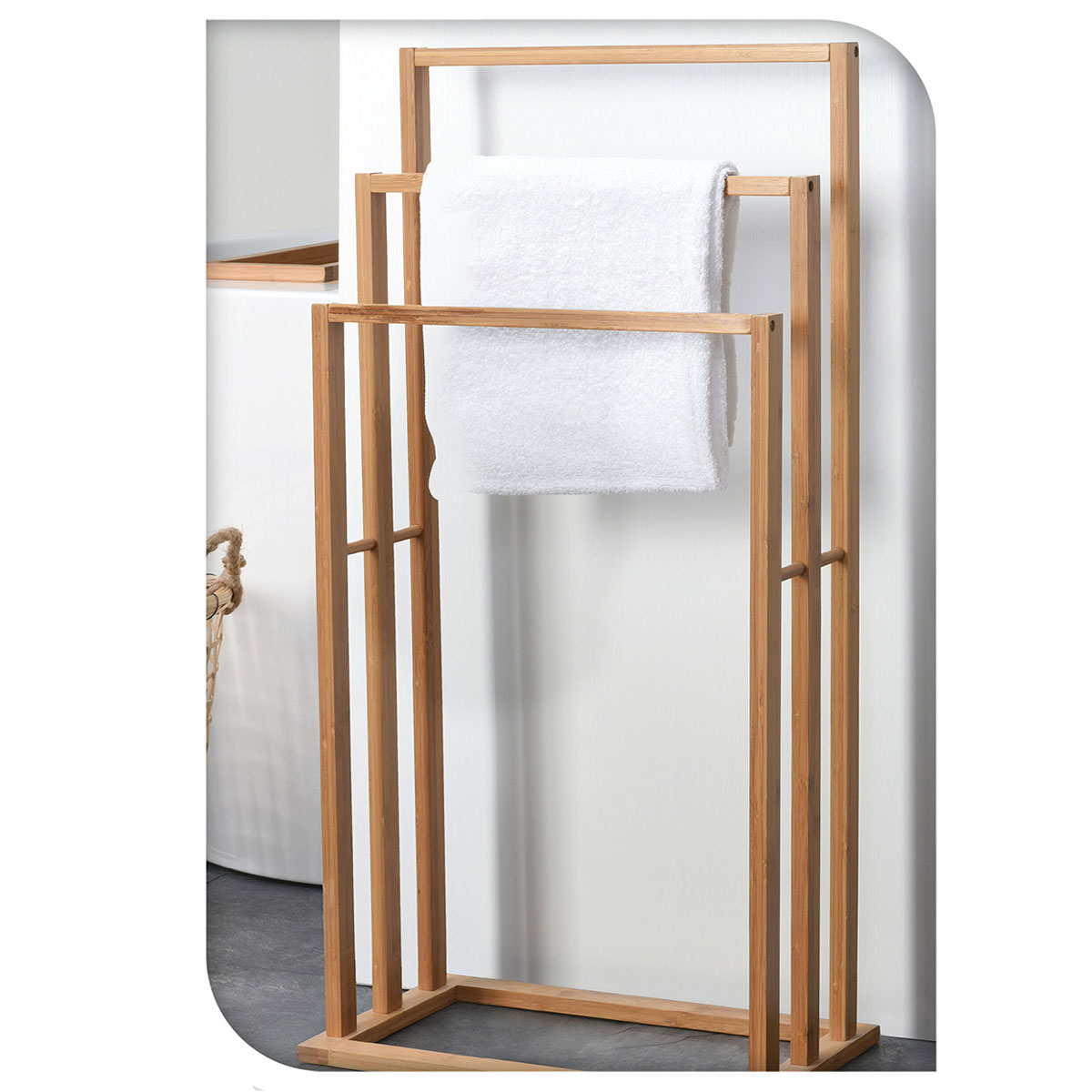 Επιδαπέδια Κρεμάστρα 3 Θέσεων Από Bamboo 40x24.5x82cm MRShome