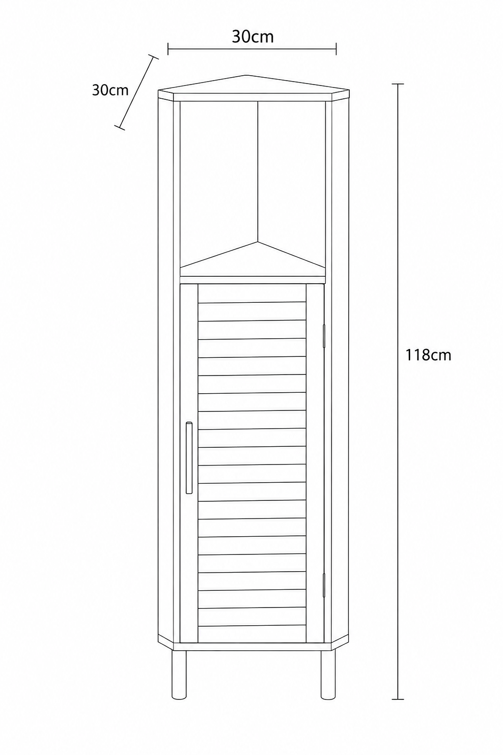 Έπιπλο Γωνιακό MDF/Βελανιδιά με 1 Ράφι και 1 Ντουλάπι με Ράφι στο Εσωτερικό Καφέ/Λευκό 30x30x118cm MRShome