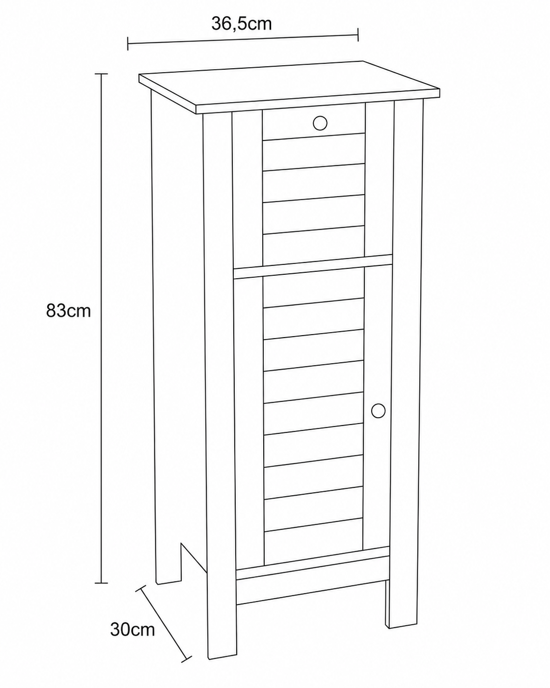 Έπιπλο MDF/Βελανιδιά με 1 Συρτάρι και 1 Ντουλάπι με Ράφι στο Εσωτερικό 36,5x30x83cm Λευκό MRShome