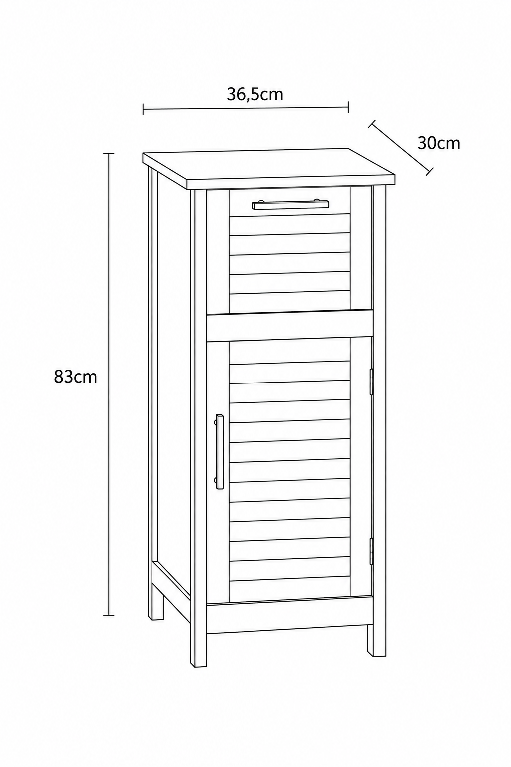 Έπιπλο MDF/Βελανιδιά με 1 Συρτάρι και 1 Ντουλάπι με Ράφι στο Εσωτερικό 36.5x30x83cm MRShome
