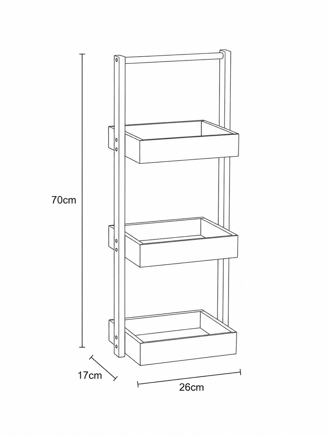 Έπιπλο MDF με 3 Ράφια 26x17x70cm Καφέ MRShome