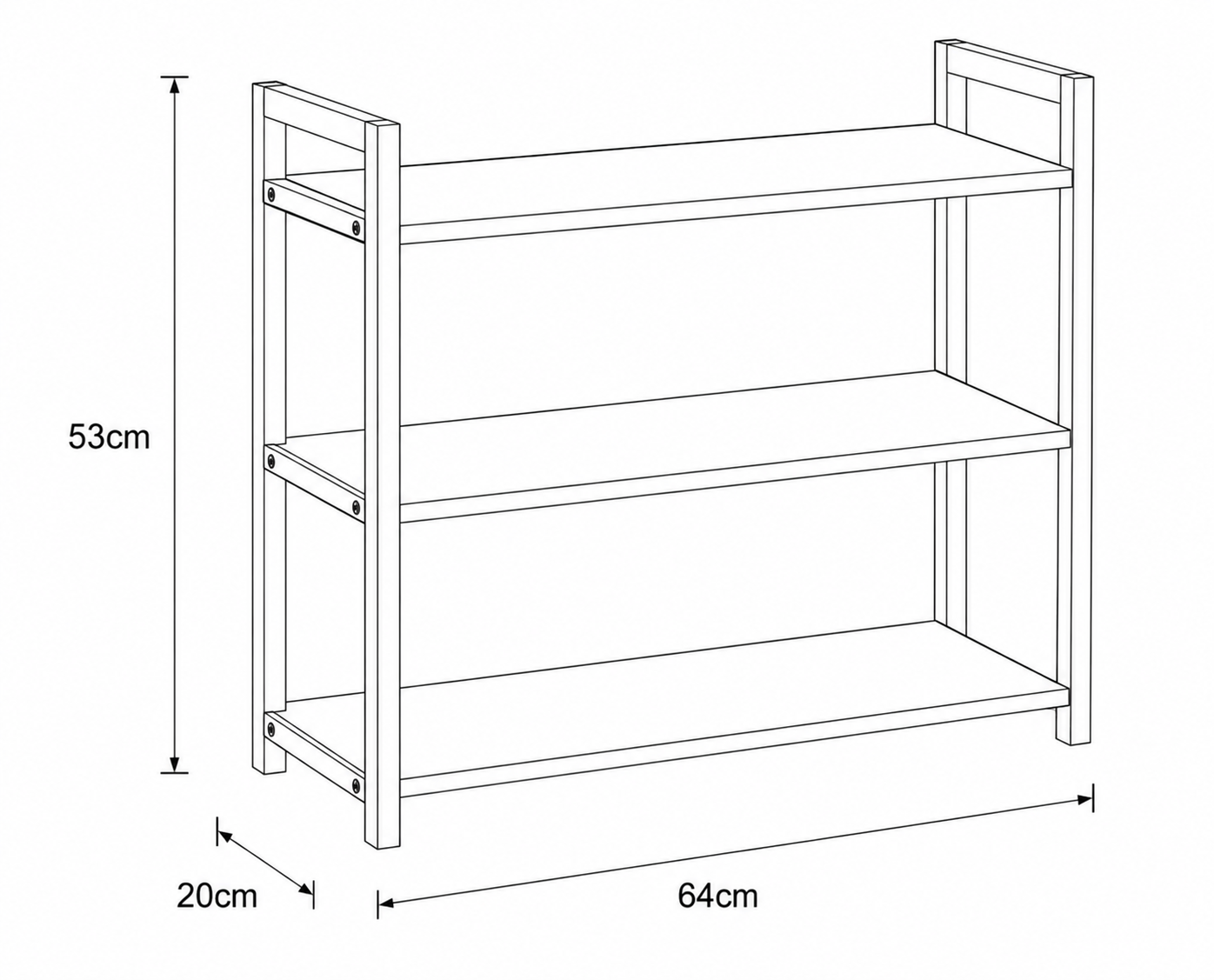 Έπιπλο από Bamboo με 3 Ράφια MDF Καφέ/Λευκό 64x20x53cm MRShome